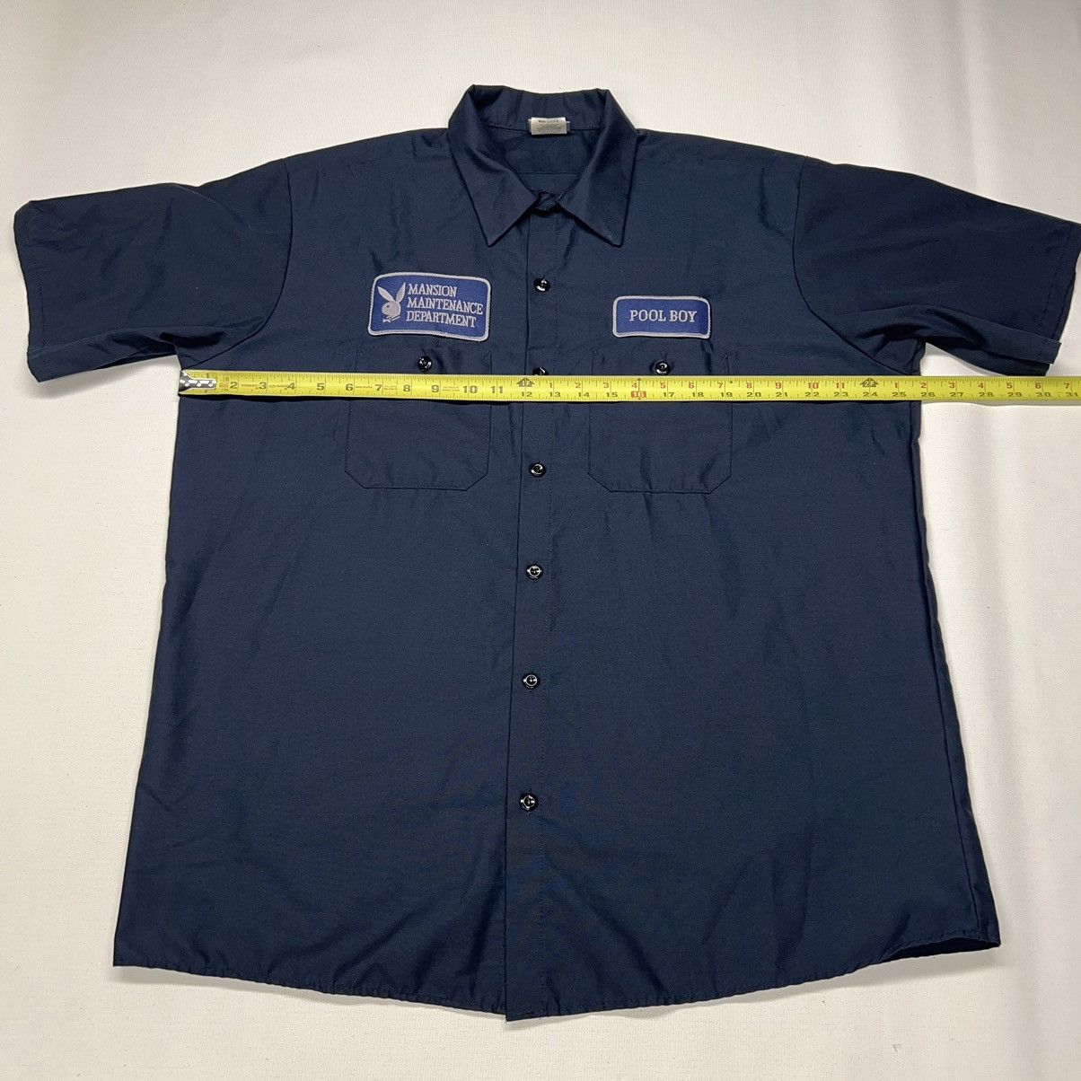 Playboy × Vintage Play Boy Shirt Blue Button Up Short Sleeve Pool Mansion 90s Size US XL / EU 56 / 4 - 13 Thumbnail