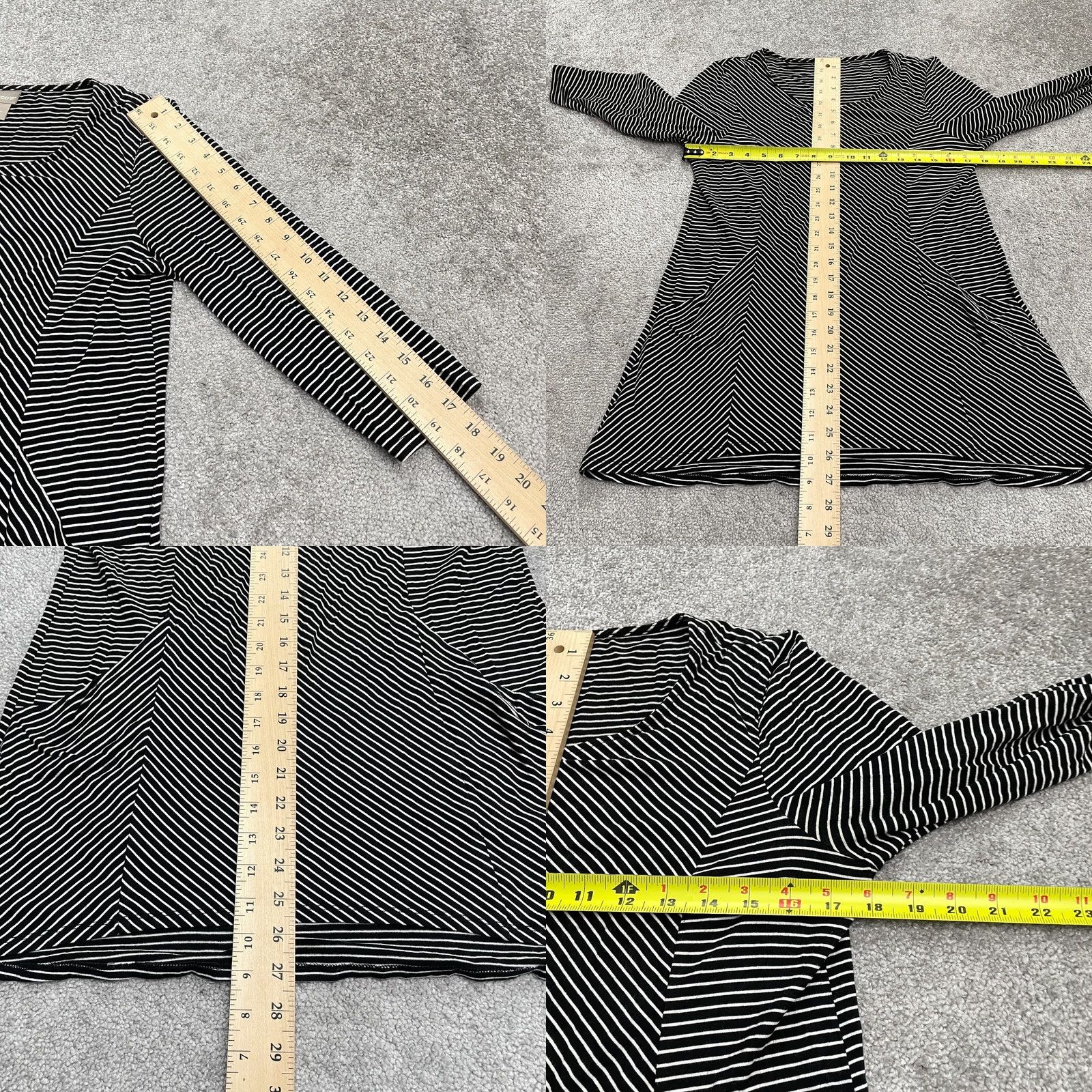 Vintage Chico's Shift T-Shirt Dress Womens 0 Black White Striped Long Sleeve Pockets Casual Shirt Dress Size XS / US 0-2 / IT 36-38 - 8 Thumbnail