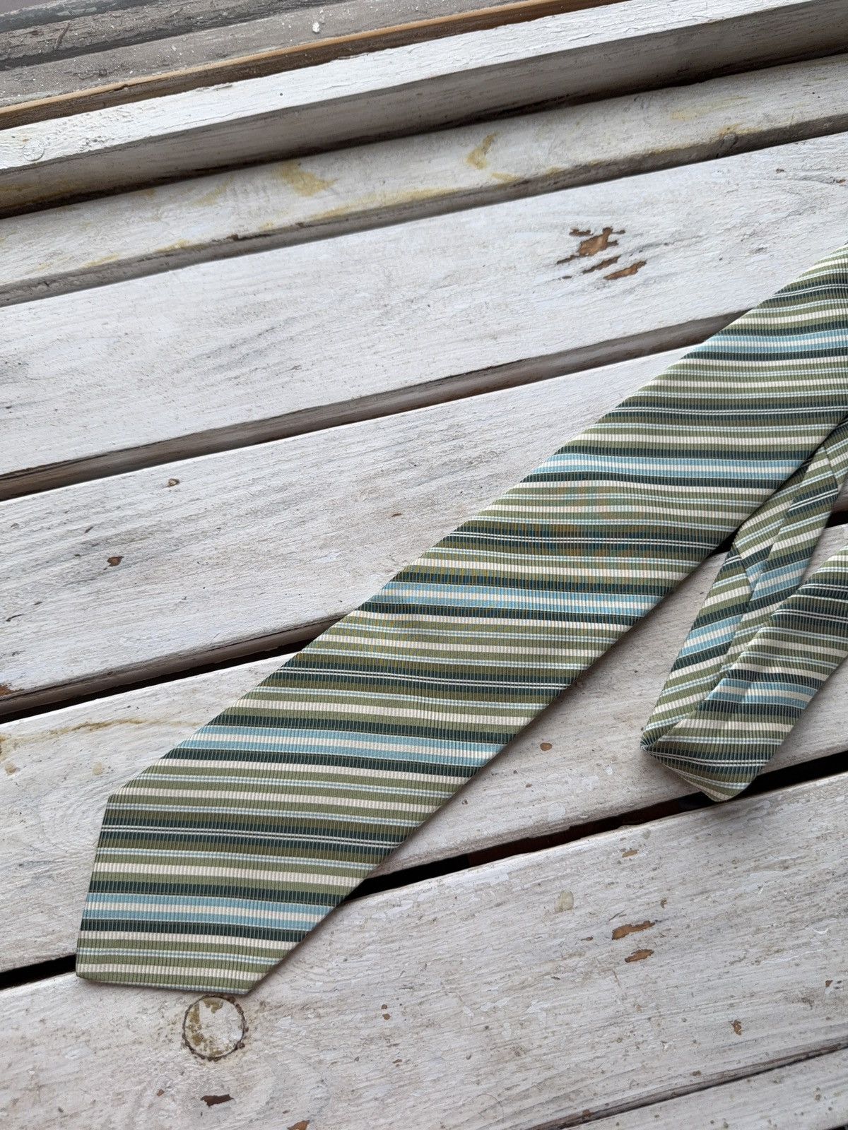 Designer × Hugo Boss Hugo Boss Green Striped Cotton Tie Made in Italy Size ONE SIZE - 2 Thumbnail