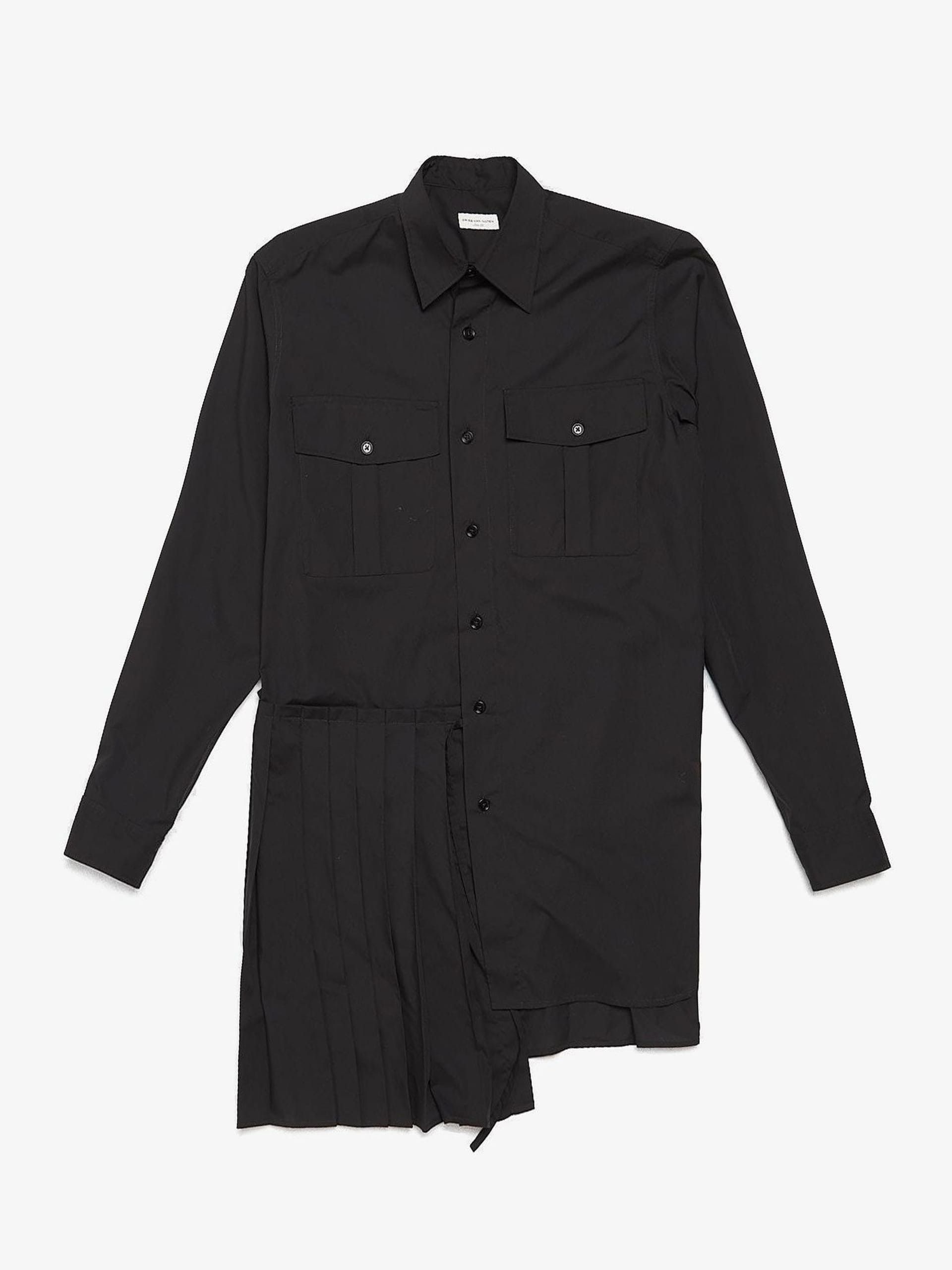 Dries Van Noten Black Skirt Detailed Polyester Shirt Size US L / EU 52-54 / 3 - 1 Thumbnail