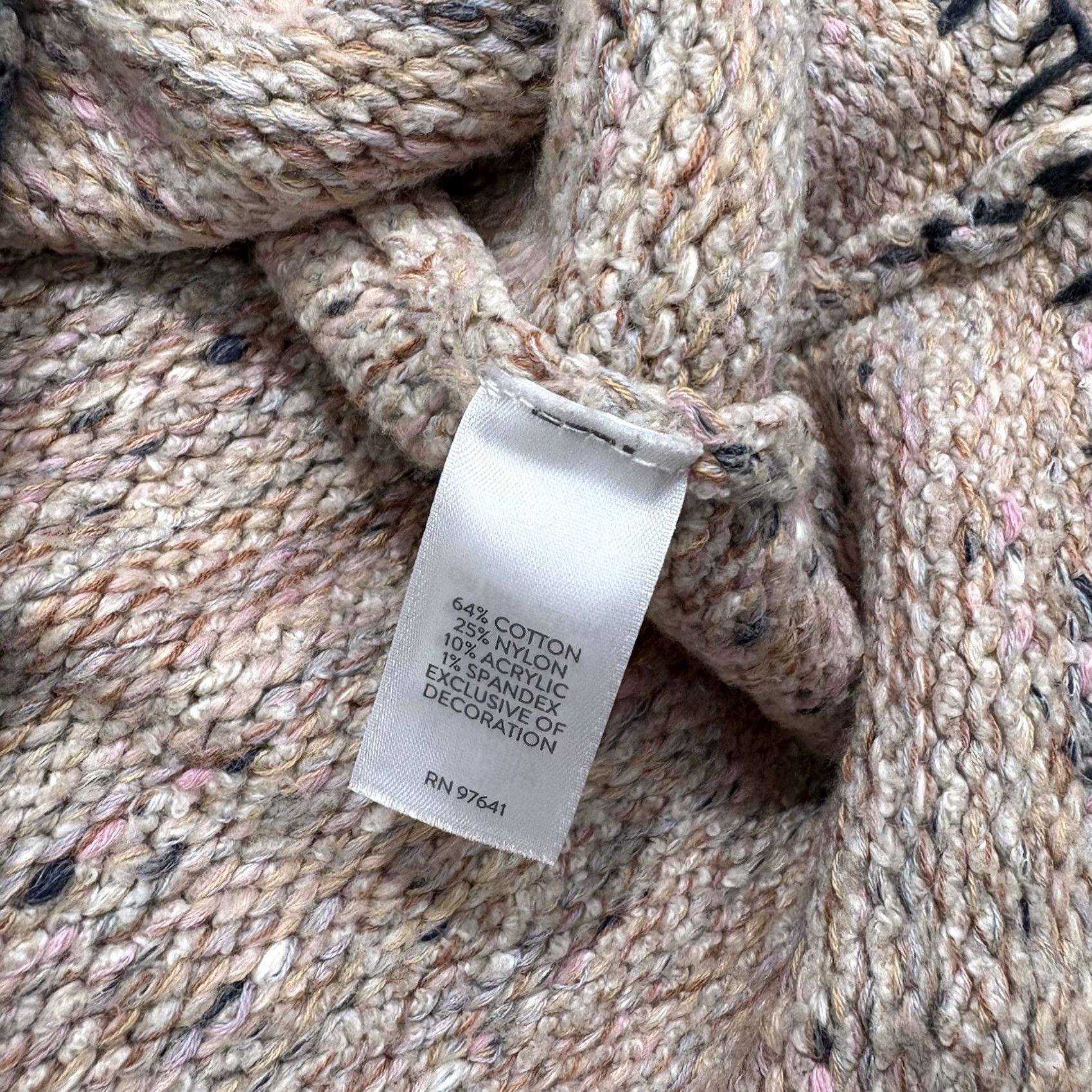 J. Jill J Jill Multicolor Cotton Blend Chunky Knit Sweater Womens S Whipstitch Crew Neck Pullover Size S / US 4 / IT 40 - 3 Thumbnail