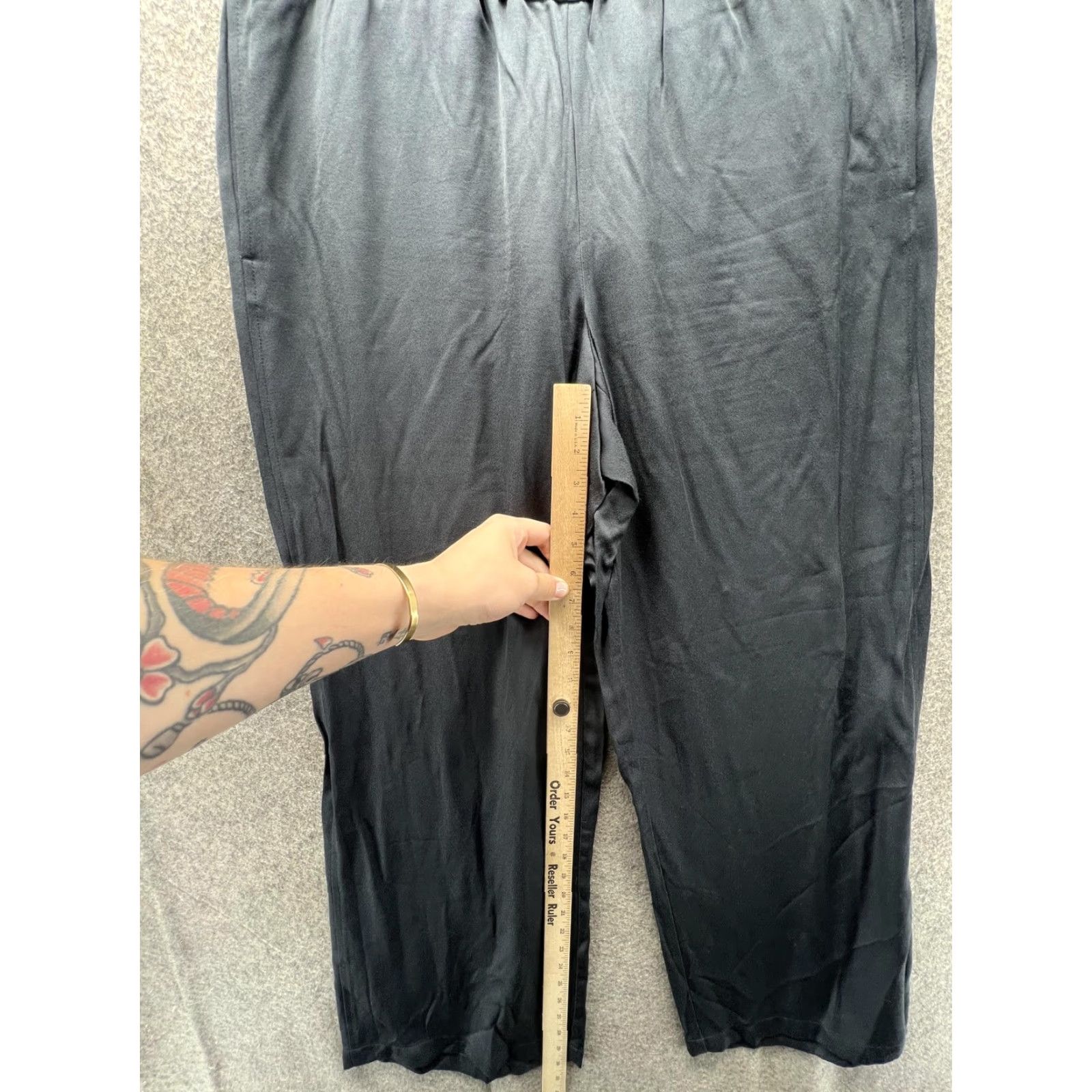 J. Jill J Jill Pants Womens Medium Black Satin Wide Leg Elastic Waist Pull On Trousers Size 32" / US 10 / IT 46 - 3 Thumbnail
