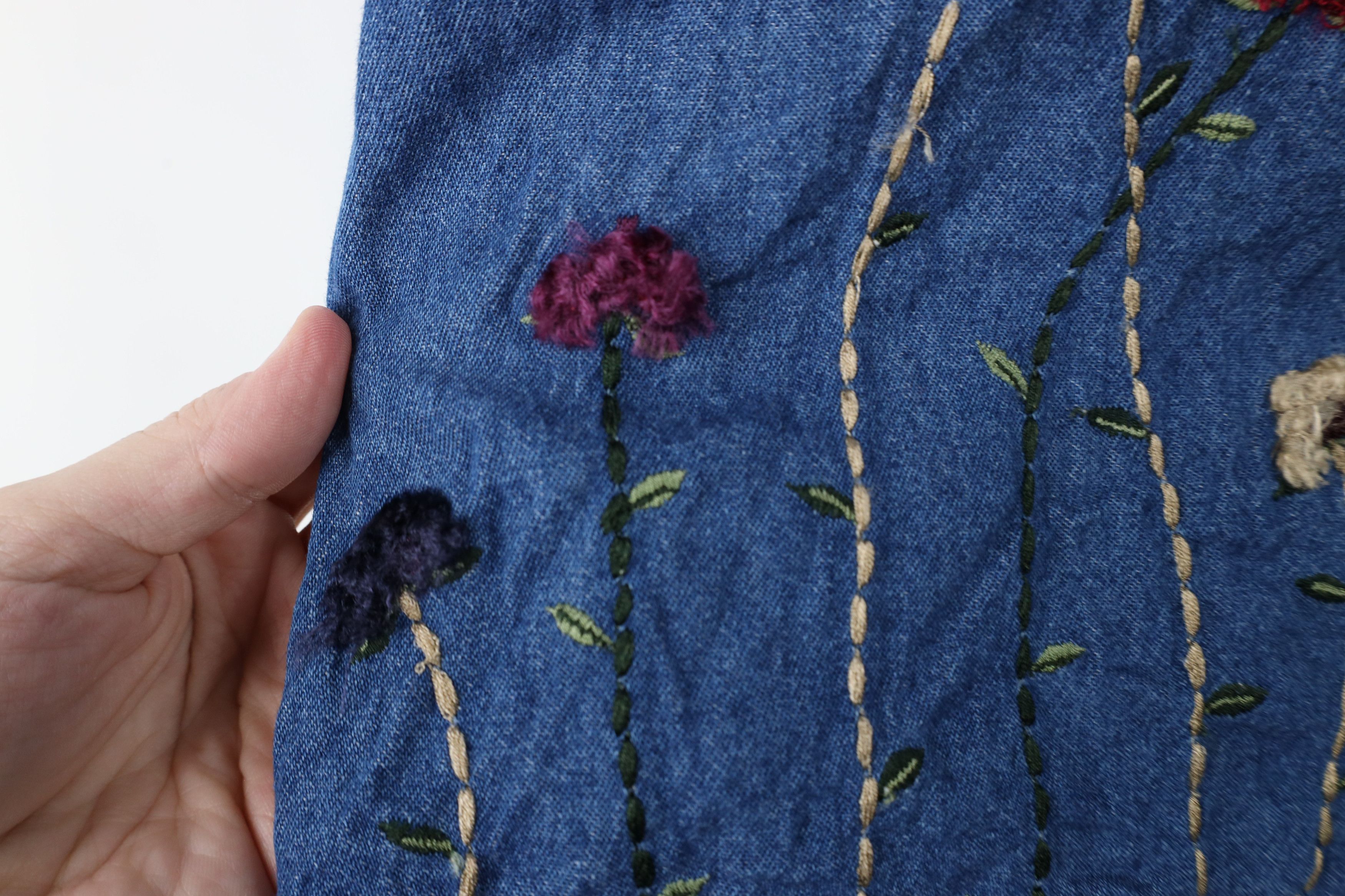 Vintage Vintage 90s Streetwear Flower Denim Jean Button Shirt Size XL / US 12-14 / IT 48-50 - 8 Thumbnail