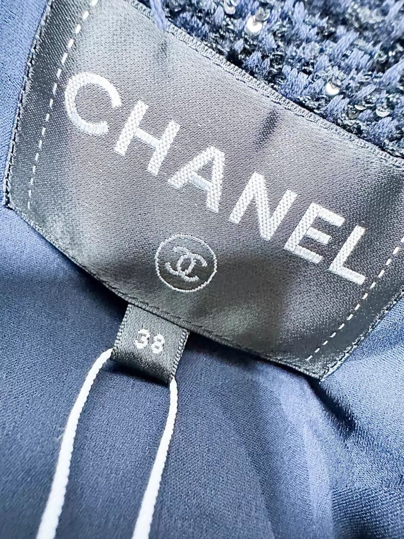 Chanel Chanel Navy blue stud bead embroidery ruffle medium and lo Size XS / US 0-2 / IT 36-38 - 5 Thumbnail