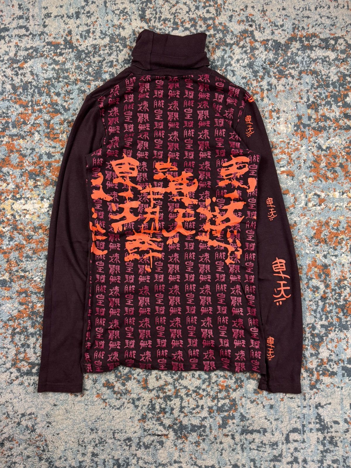 Vintage Vintage y2k crazy Asian style print studded turtleneck top Size L / US 10 / IT 46 - 1 Thumbnail