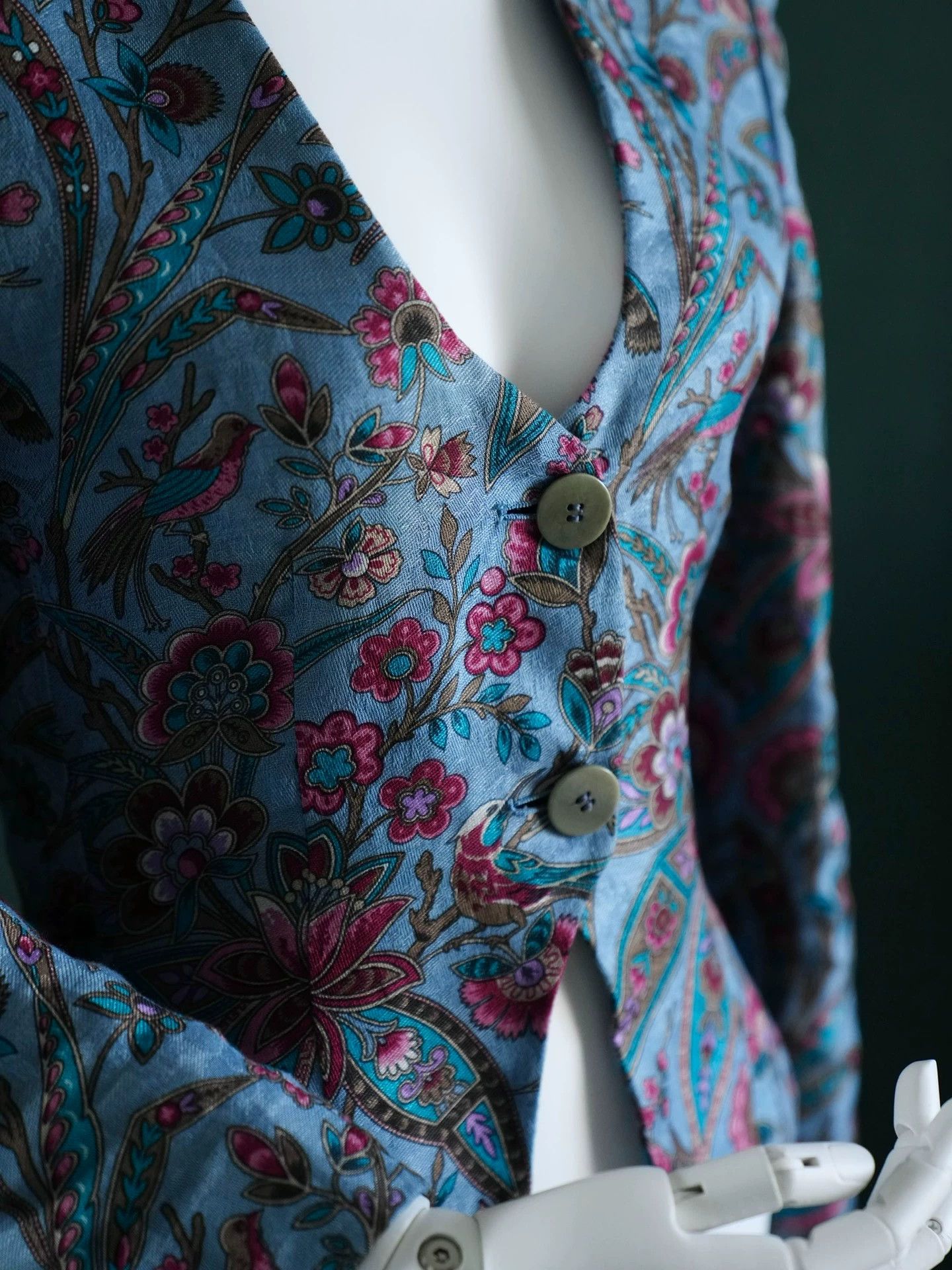 Giorgio Armani Giorgio Armani 90s Cotton-Linen Oriental Floral Blazer Size M / US 6-8 / IT 42-44 - 8 Thumbnail