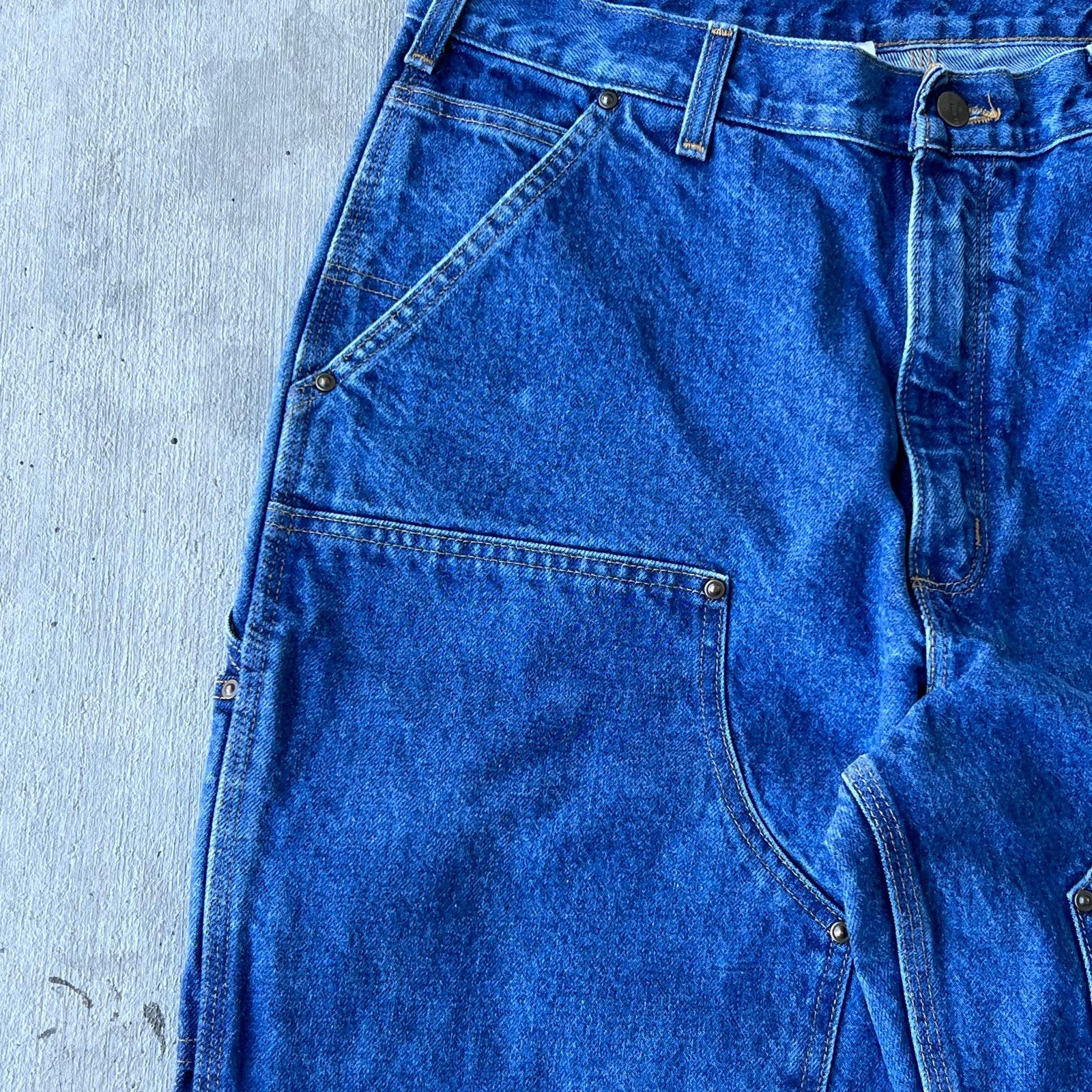 Carhartt × Vintage Carhartt blue denim jeans double knee work carpenter pants Size US 34 / EU 50 - 4 Thumbnail