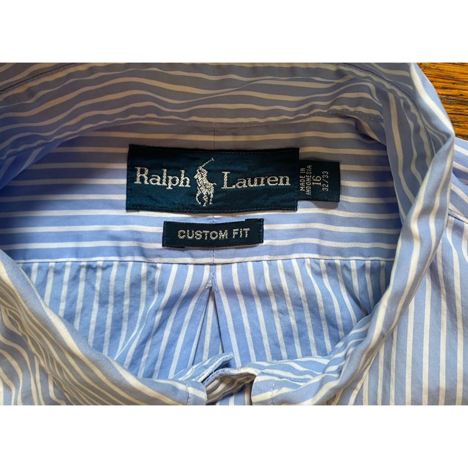 Polo Ralph Lauren Ralph Lauren Shirt Mens 16 32/33 Blue Custom Fit Button Pony Size US M / EU 48-50 / 2 - 2 Thumbnail