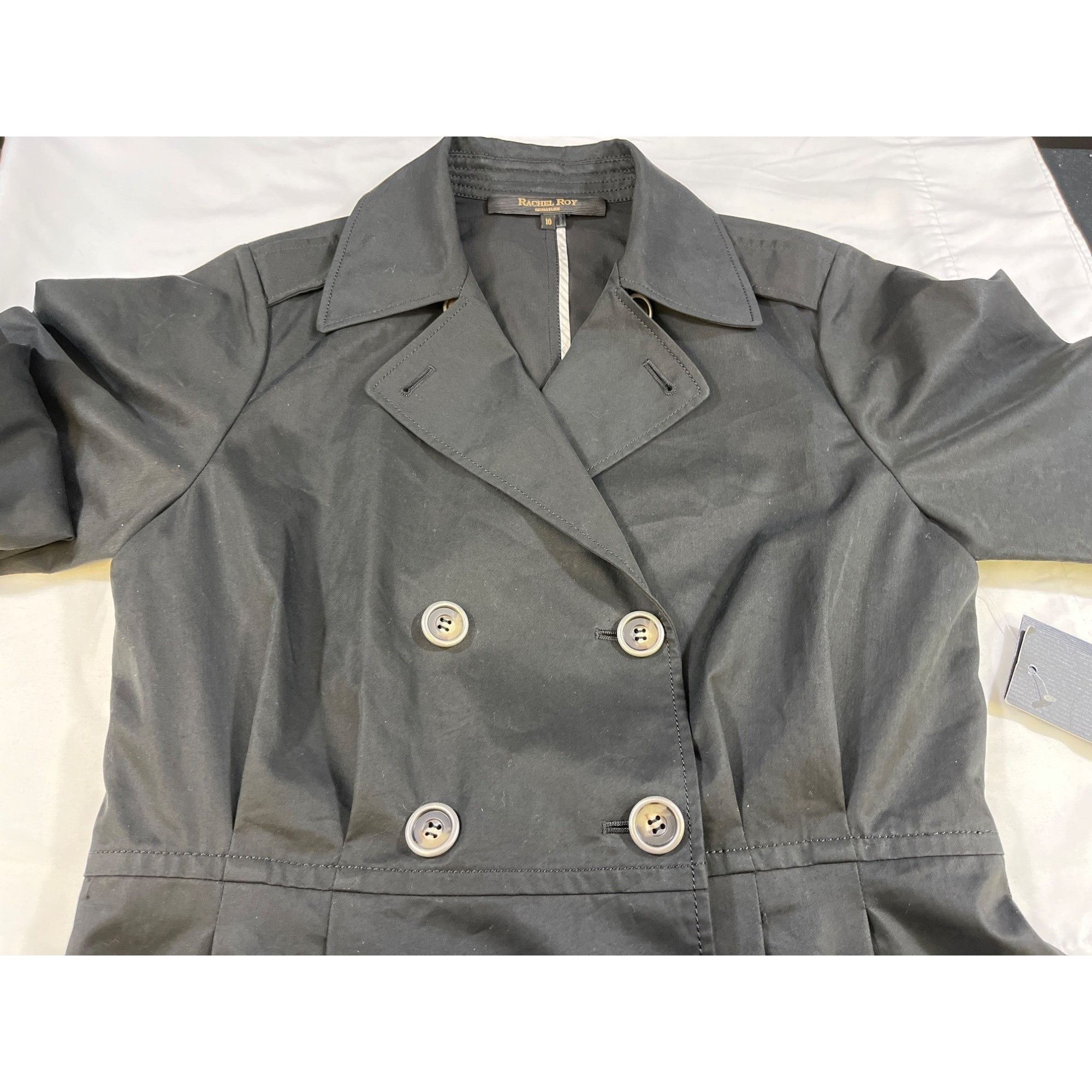 Other Rachel Roy Signature Womens Black Trench Coat Size 10 SKU 66 Size L / US 10 / IT 46 - 3 Thumbnail