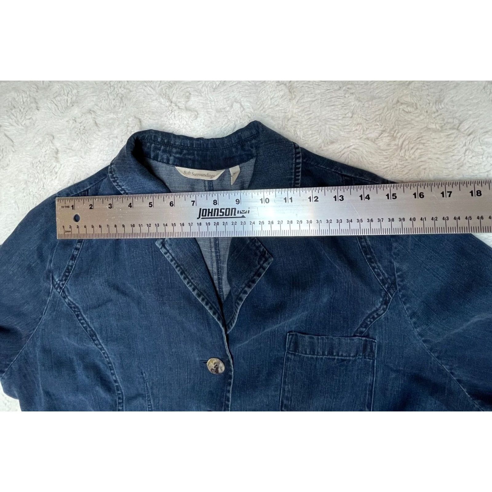 Soft Surroundings Soft Surroundings Button-Down Chambray Tunic Top PM Petite 3/4 Sleeve Blue Women’s Shirt Tunic Size M / US 6-8 / IT 42-44 - 5 Thumbnail