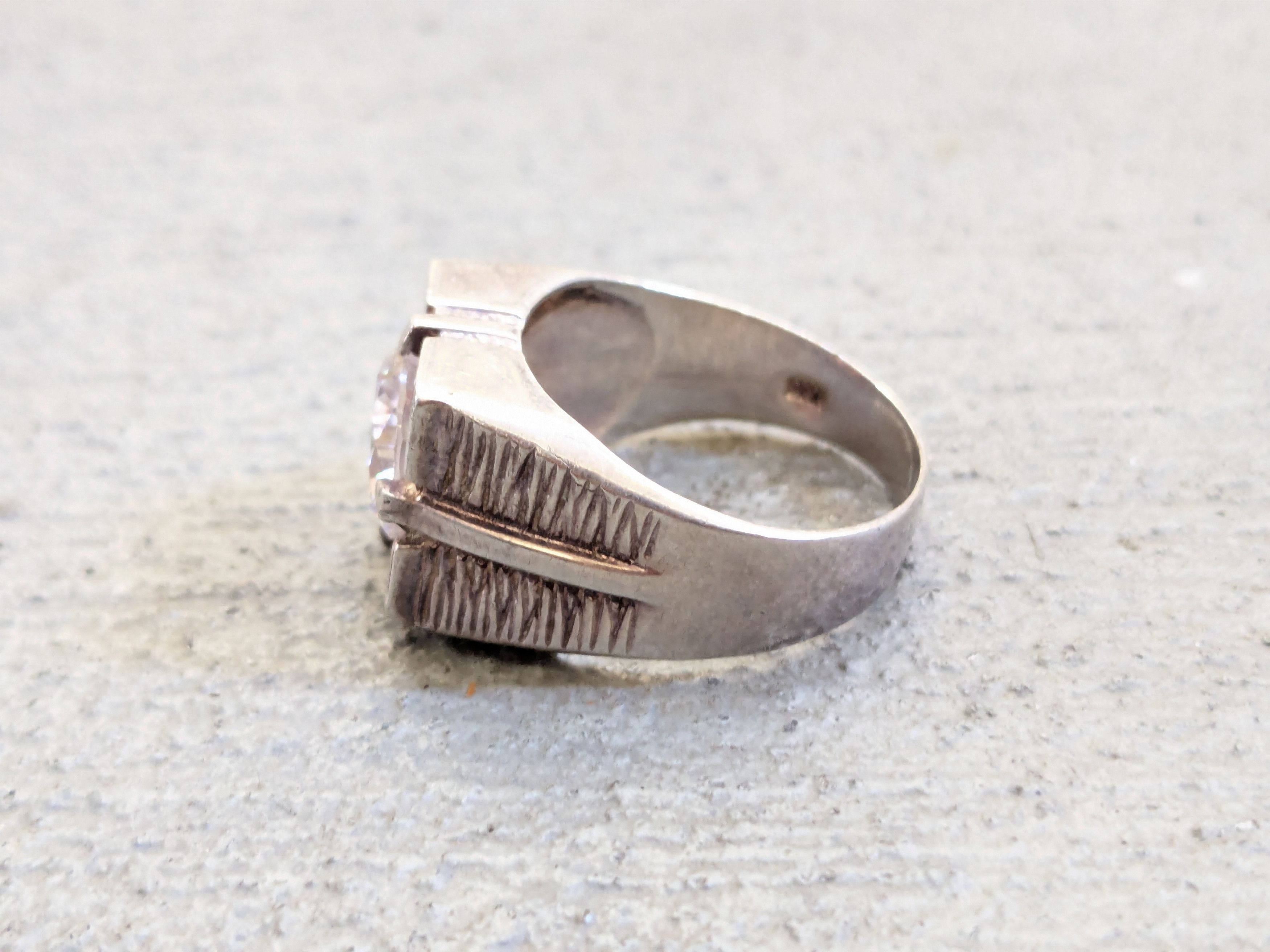 Vintage Vintage Sterling Silver Ring CZ 11 Round Modern Abstract Size ONE SIZE - 6 Thumbnail