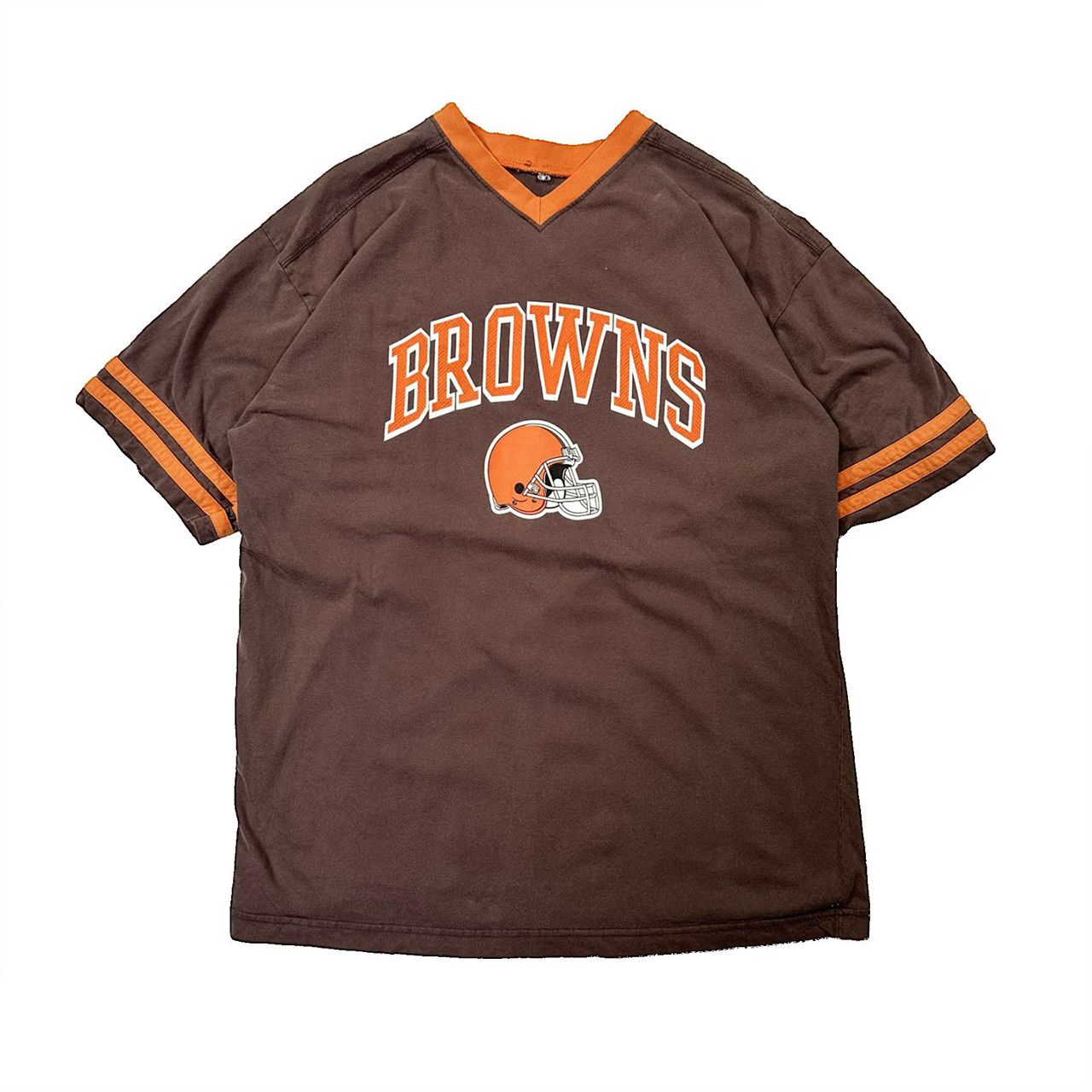 Vintage Vintage 90s Cleveland Browns Ringer T Shirt Size US L / EU 52-54 / 3 - 1 Thumbnail