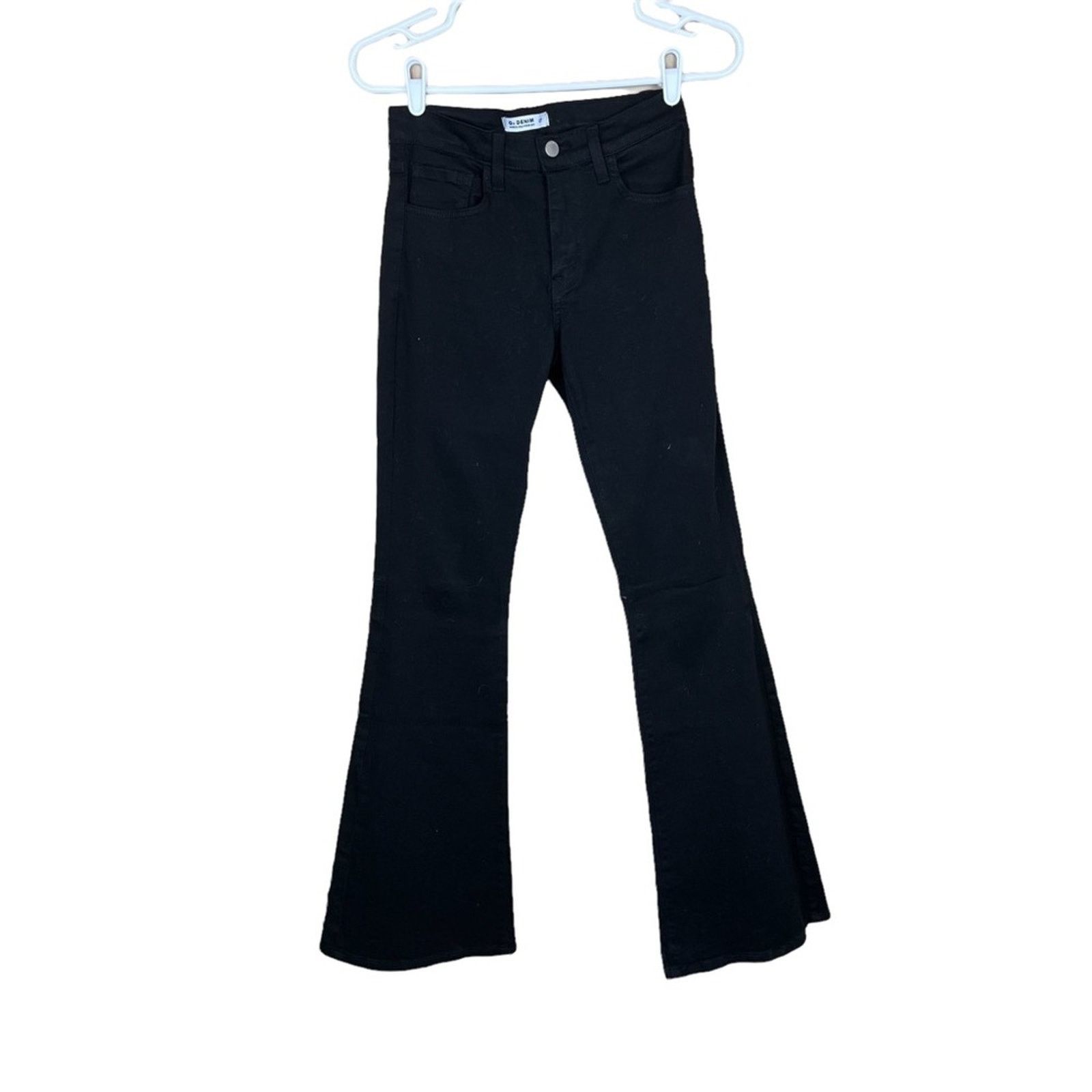 Nordstrom O2 Denim Black Flare Wide Leg Flare Bellbottom Denim Jean 27 Size 27" / US 4 / IT 40 - 1 Thumbnail