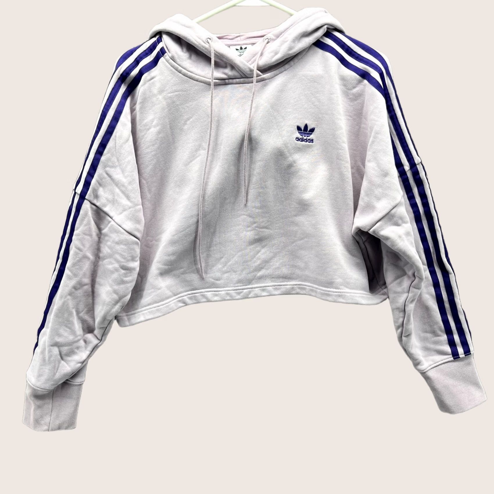 Adidas VINTAGE Adidas Hoodie Womens XS Purple Cropped Originals Trefoil 3 Stripes Jacket Size XS / US 0-2 / IT 36-38 - 1 Thumbnail