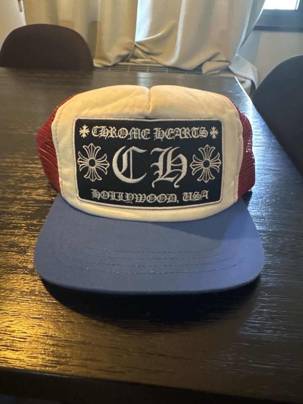 Chrome Hearts Chrome Hearts CH Blue Cross Patch Baseball Hat
