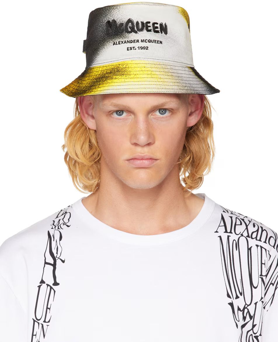 Alexander McQueen White Silhouette Logo Bucket Hat Size ONE SIZE - 2 Thumbnail