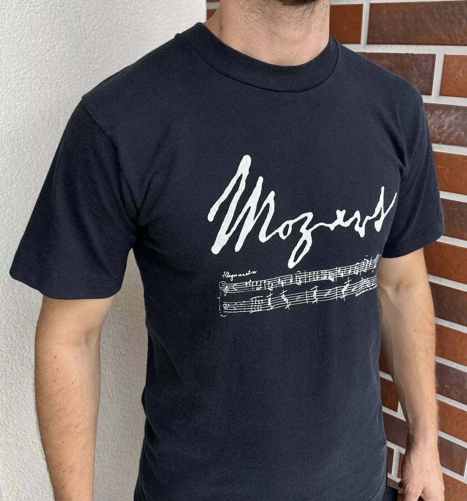 Vintage SCREEN STARS VINTAGE 1990s MOZART MUSIC T-SHIRT SINGLE Size US M / EU 48-50 / 2 - 4 Thumbnail
