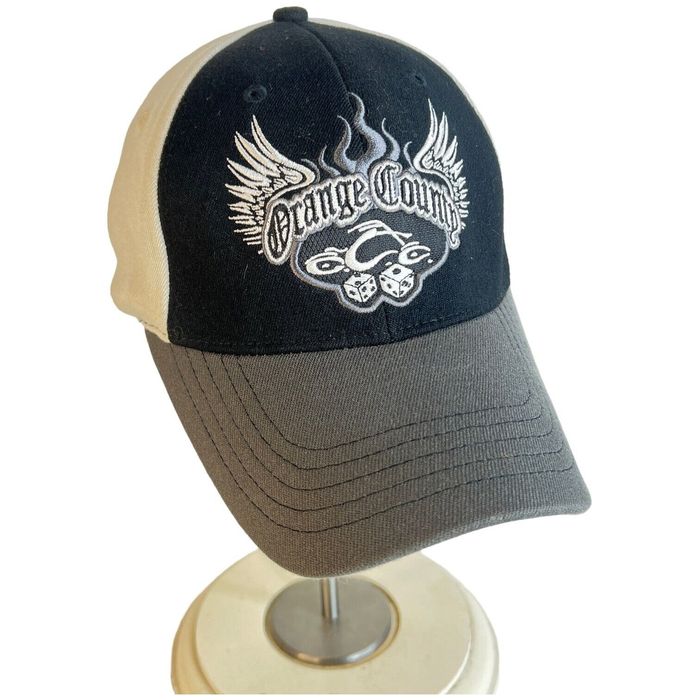 Vintage Orange County Chopper Hat Stretch Fit Black Gray Motorcycle
