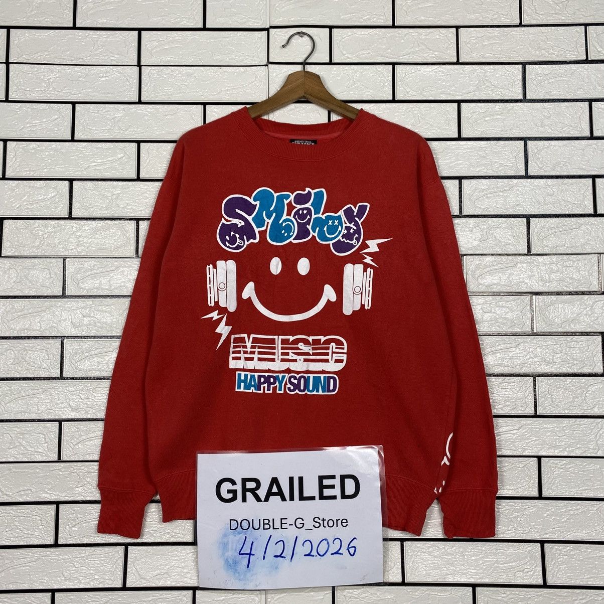 Japanese Brand 📌Vintage Sweatshirt Smiley Face Big Logo Over Print Size US L / EU 52-54 / 3 - 1 Thumbnail