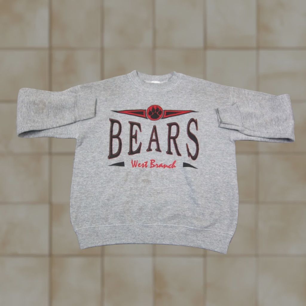 Vintage Vintage Bears Sweatshirt Men M Gray Football 90s Crew Neck Pullover Wool Fleece West Branch Size US M / EU 48-50 / 2 - 1 Thumbnail