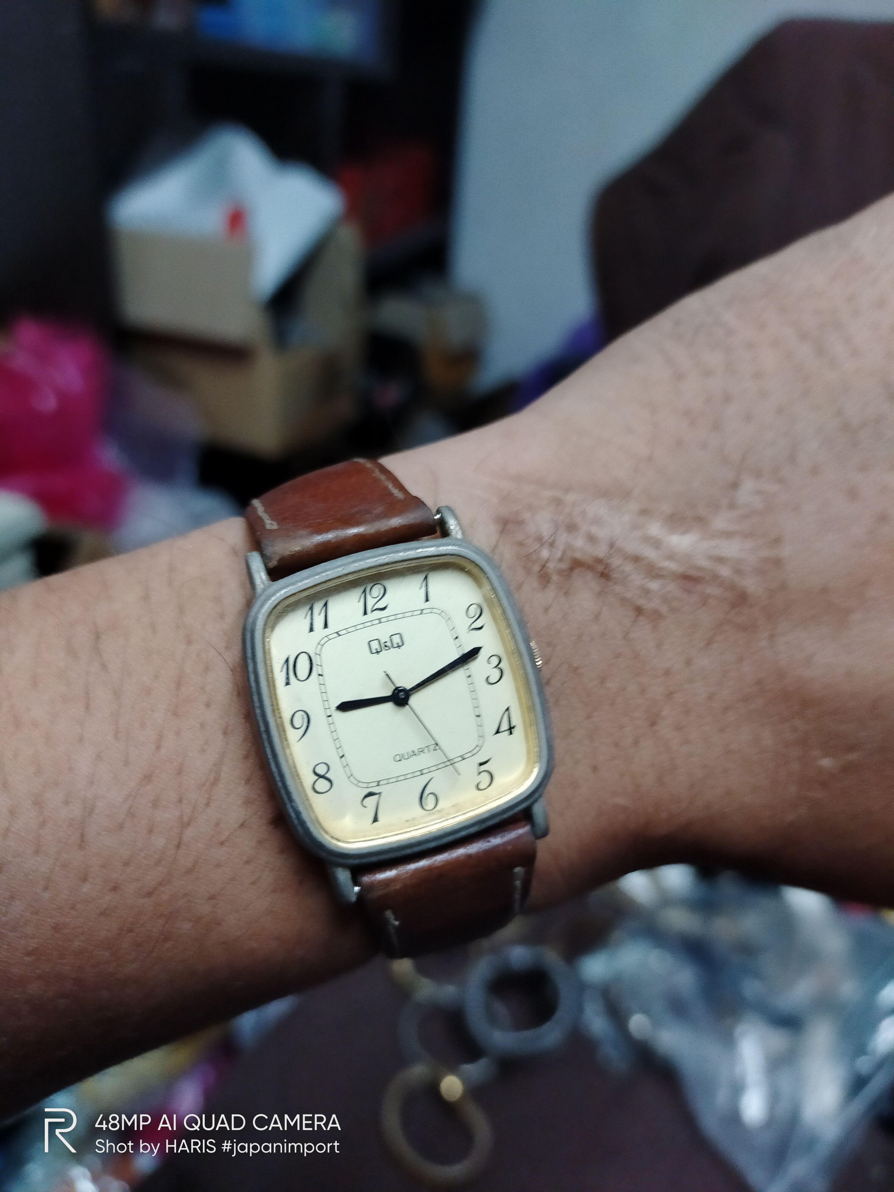 image of Vintage Q&q Quartz Watch By Japan Made in Brown, Men's