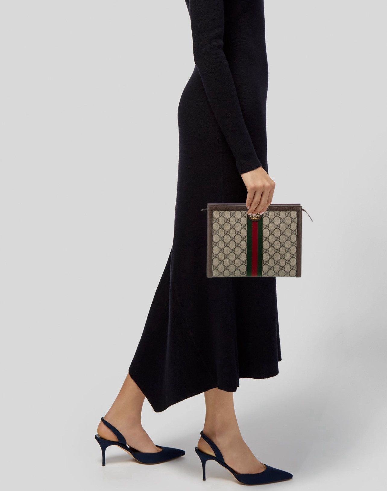 Gucci Gucci GG Supreme Fabric clutch with iconic Web Band Size ONE SIZE - 2 Thumbnail