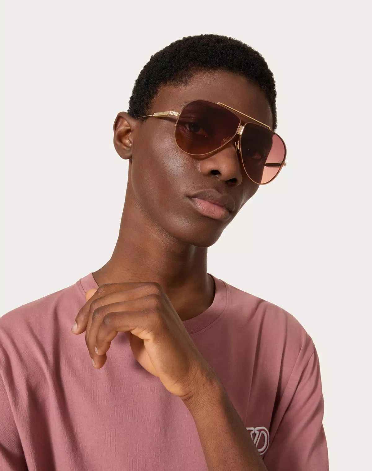 Valentino oc11z0625 Size:64/Pilot Titanium Stud Frame in Golden Size ONE SIZE - 5 Thumbnail
