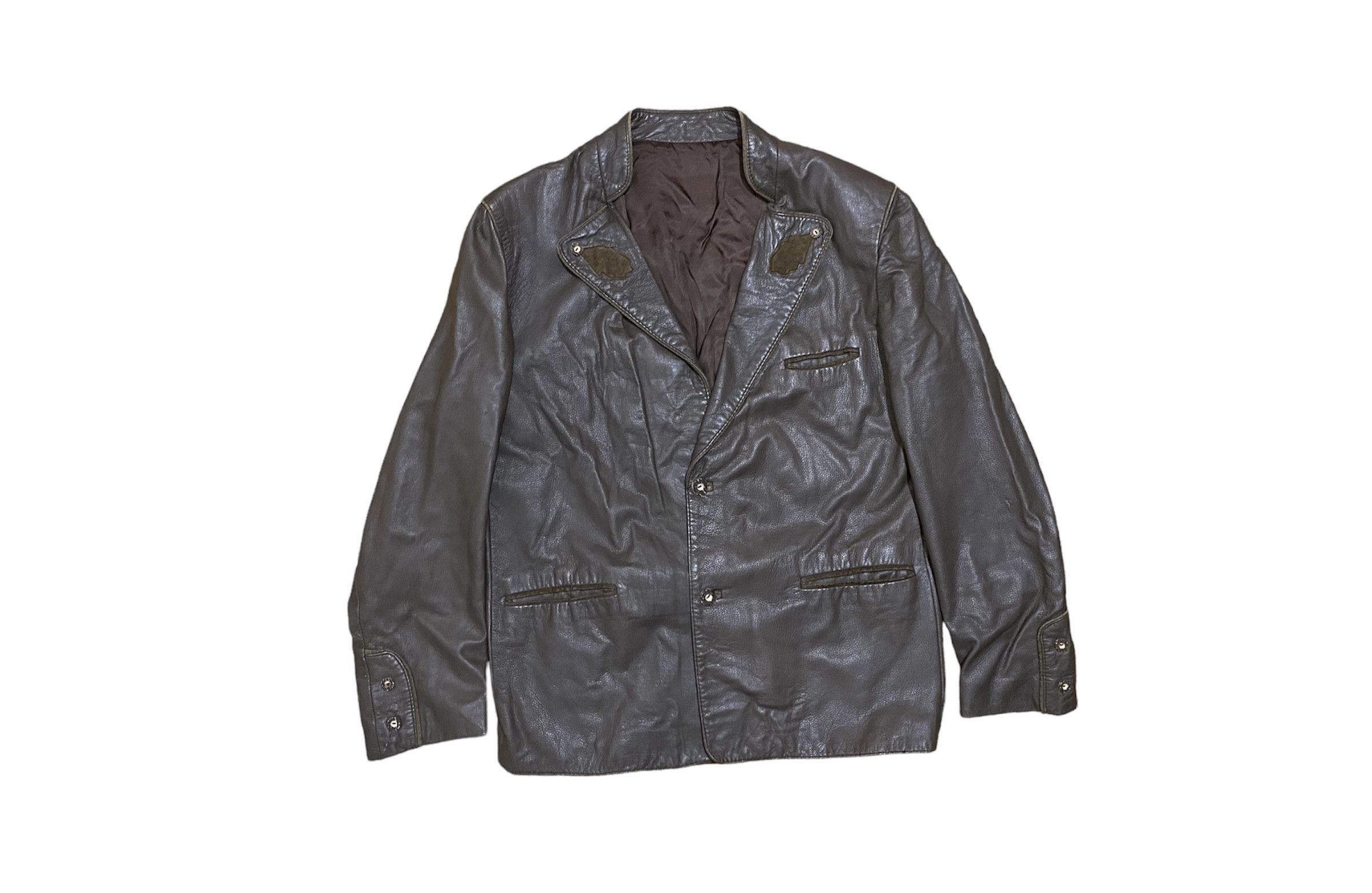 image of Leather Jacket Vintage Hunter Leather Blazer / Jacket / Coat / in Grey, Men's (Size Large)