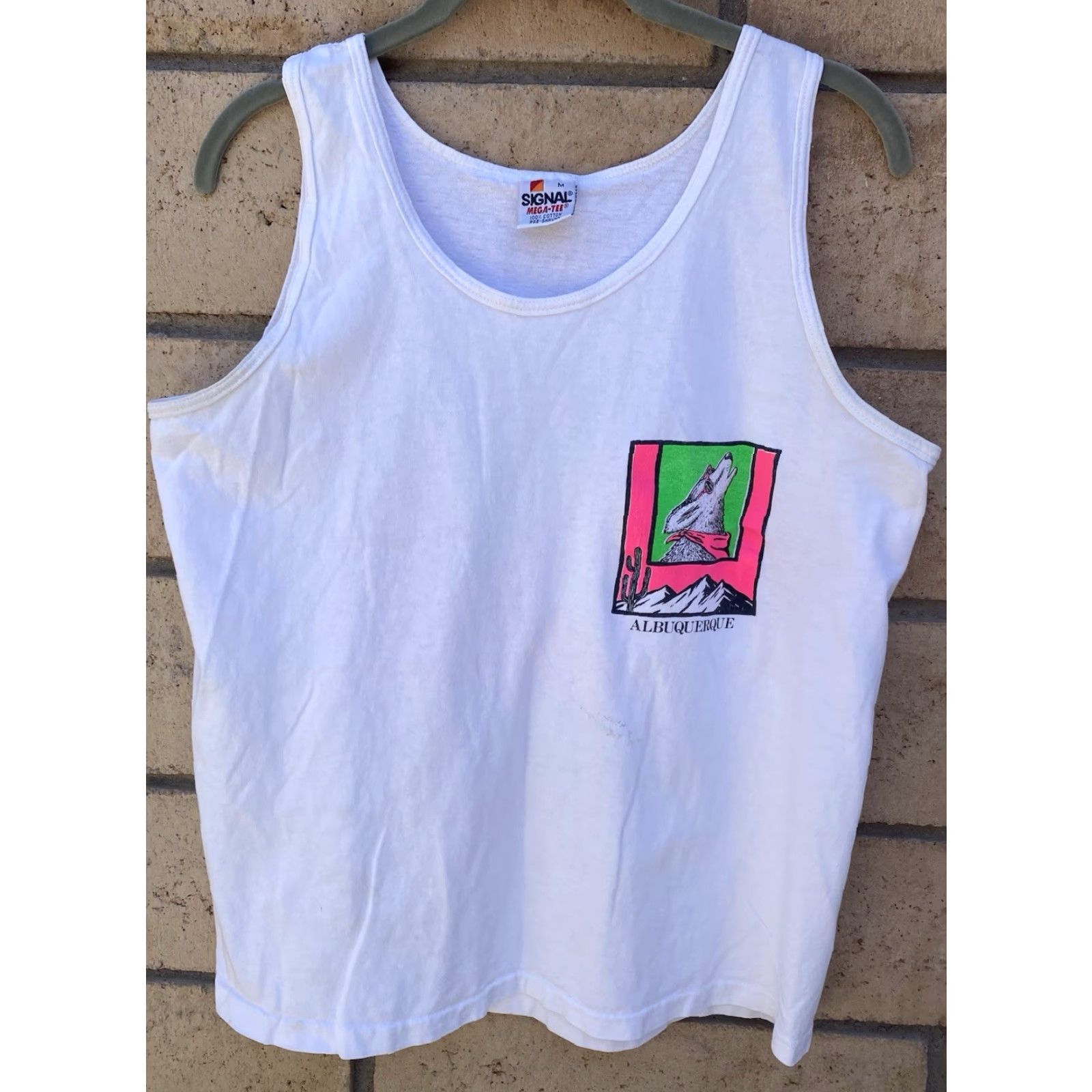 Vintage VINTAGE Albuquerque Coyote Howling Southwestern Neon Graphics Tank Top 80s 90s M Size US M / EU 48-50 / 2 - 3 Thumbnail