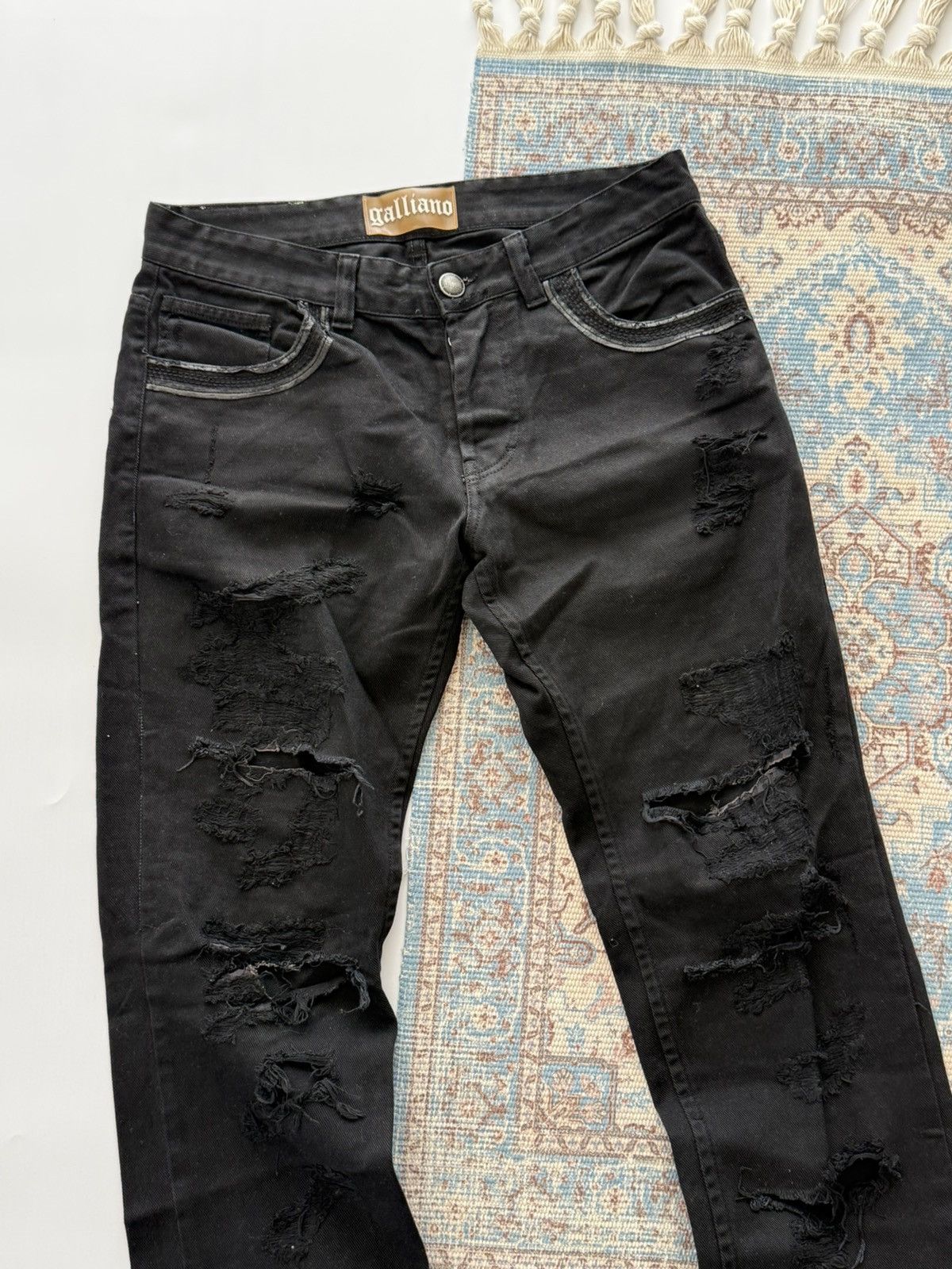 Archive 2000s John Galliano Distressed Black Vintage Jeans