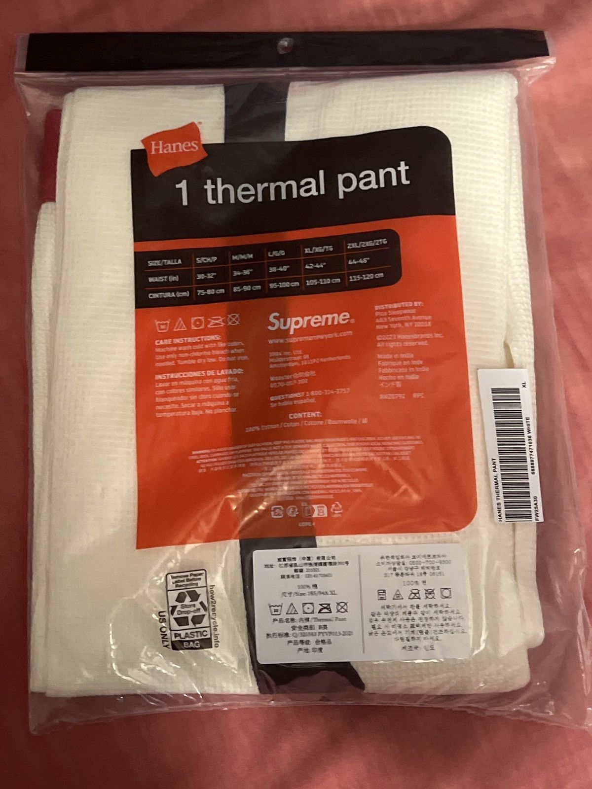 Supreme Supreme White Thermal Pants XL Size US 43 - 2 Thumbnail