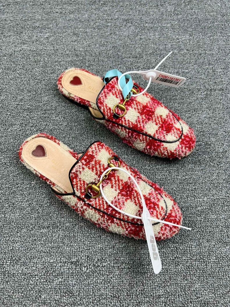 Other Gucci Red Plaid Slip-On Loafers-2507 Size US 6.5 / EU 39-40 - 2 Thumbnail