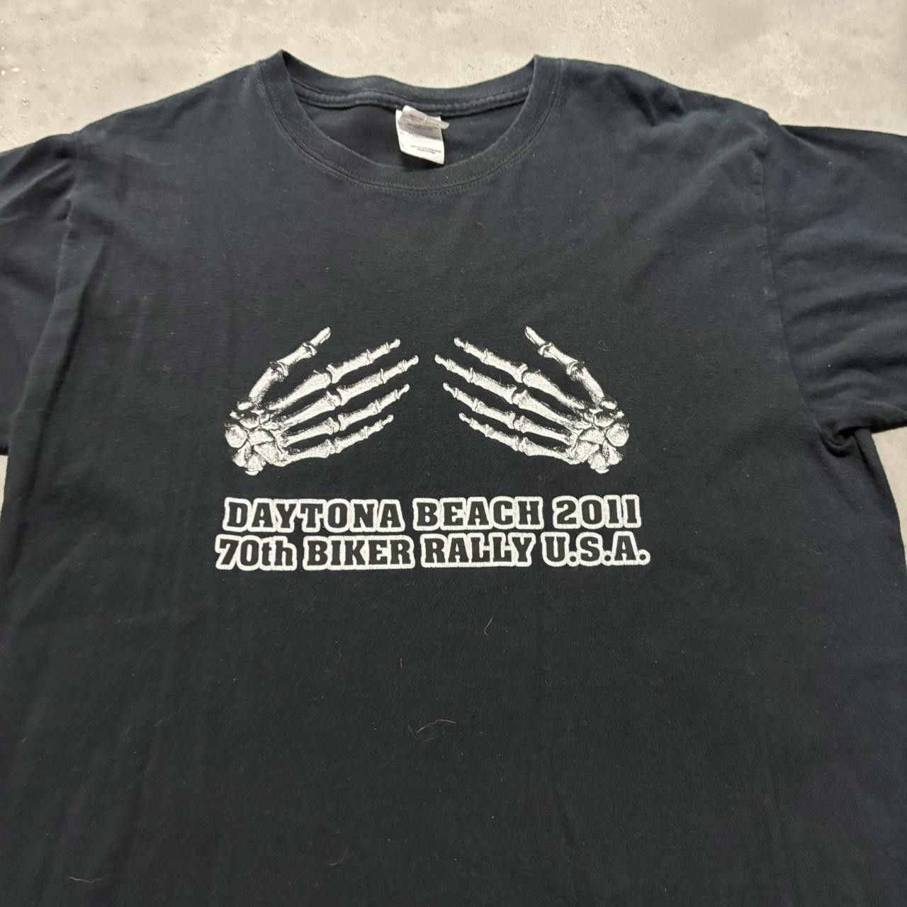 Japanese Brand × Vintage Crazy Vintage Y2K/2000s Black Daytona Beach Bike Week Skull Hands Graphic Tee! Size US L / EU 52-54 / 3 - 2 Thumbnail