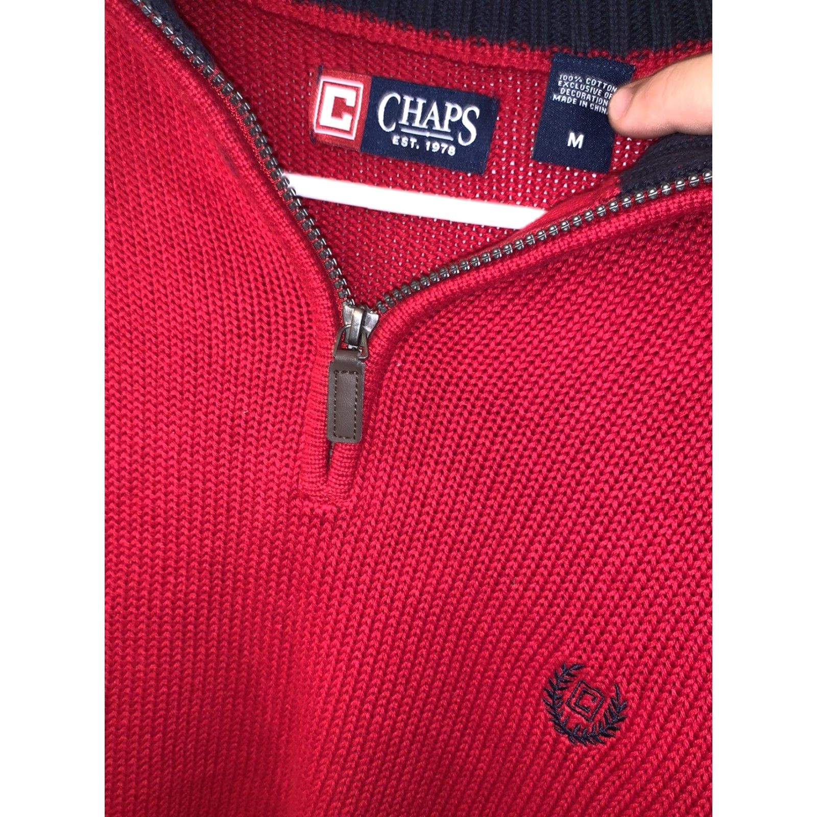 Chaps Chaps Sweater Mens M Red 1/4 Zip Pullover 100% Cotton Heavy Size US M / EU 48-50 / 2 - 2 Thumbnail