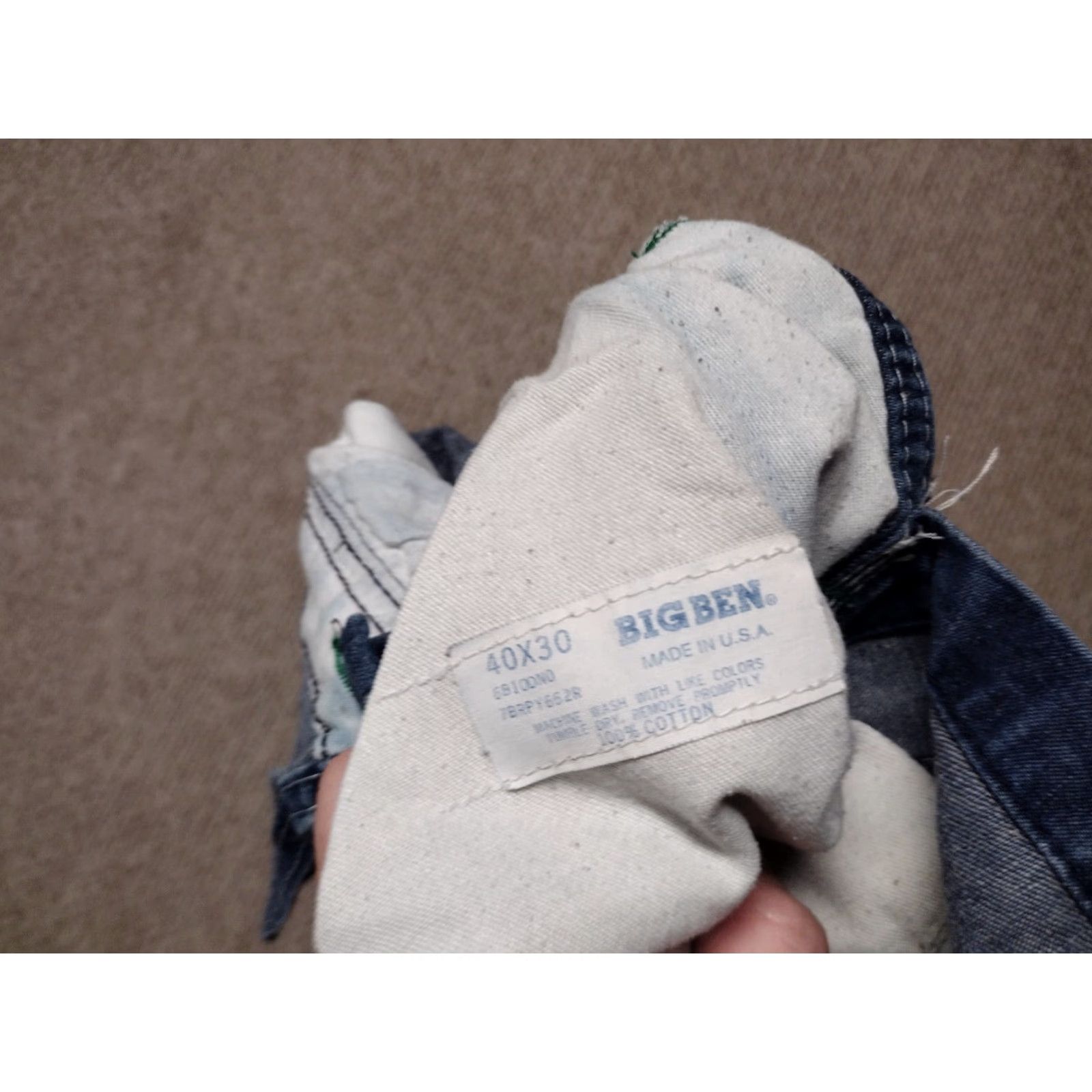 Gloverall VINTAGE Big Ben Bib Overall Men's 40x30 Carpenter Denim Blue 40x30 Logo Distressed Classic Outdoor Work Jeans Size US 40 / EU 56 - 6 Thumbnail