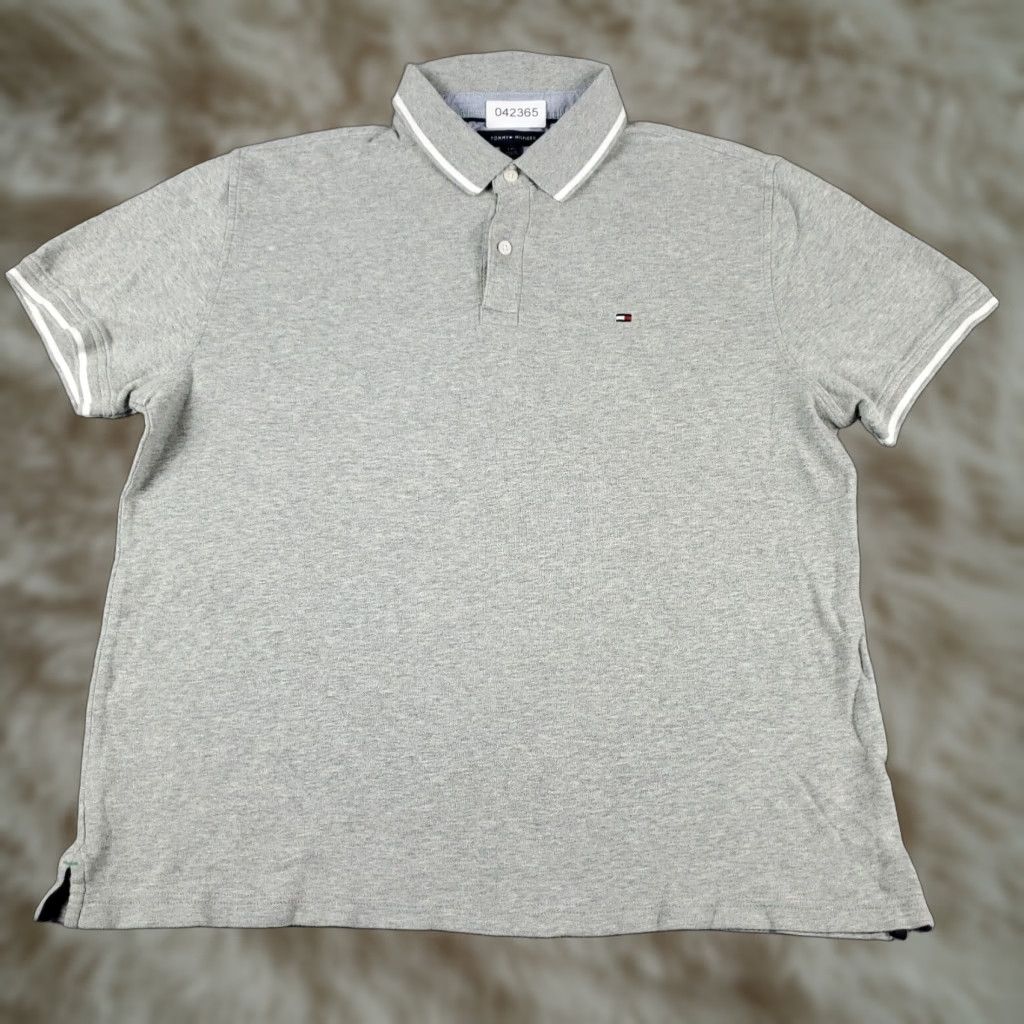 Tommy Hilfiger Tommy Hilfiger Polo Shirt Mens Large Gray Solid Short Sleeve Casual Button-Front MIS-Style 90s Classic Preppy Mens Size US L / EU 52-54 / 3 - 1 Thumbnail