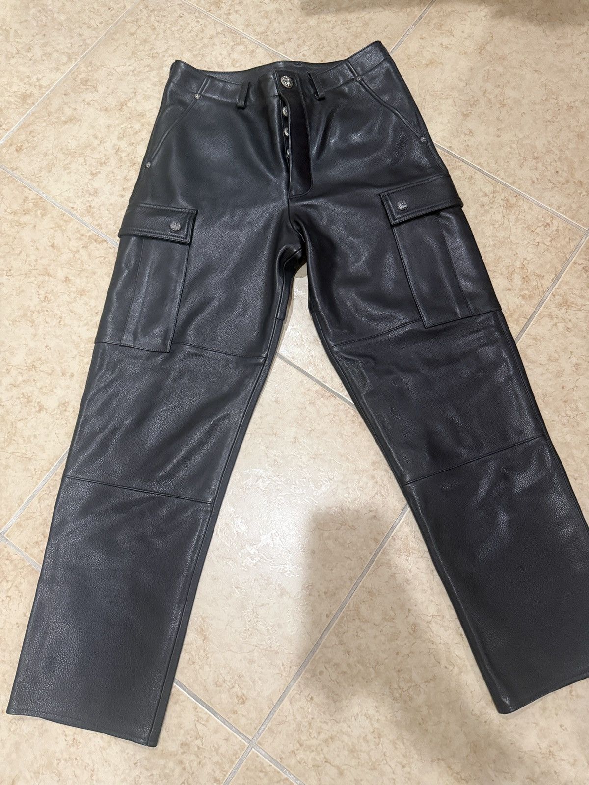 Chrome Hearts Chrome Hearts Black Leather Cargo Pants Size US 30 / EU 46 - 1 Thumbnail