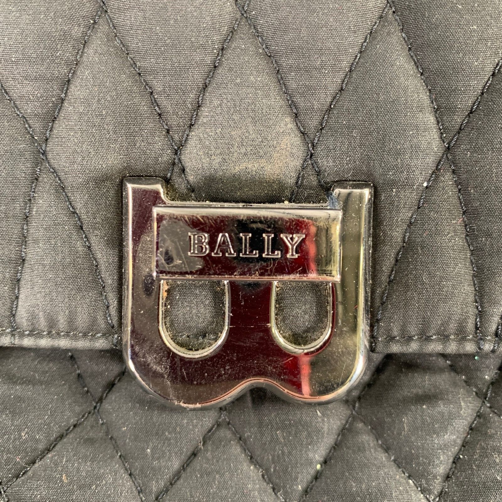 Bally BALLY Black Silver Quilted Leather Fabric Shoulder Bag Size ONE SIZE - 2 Thumbnail