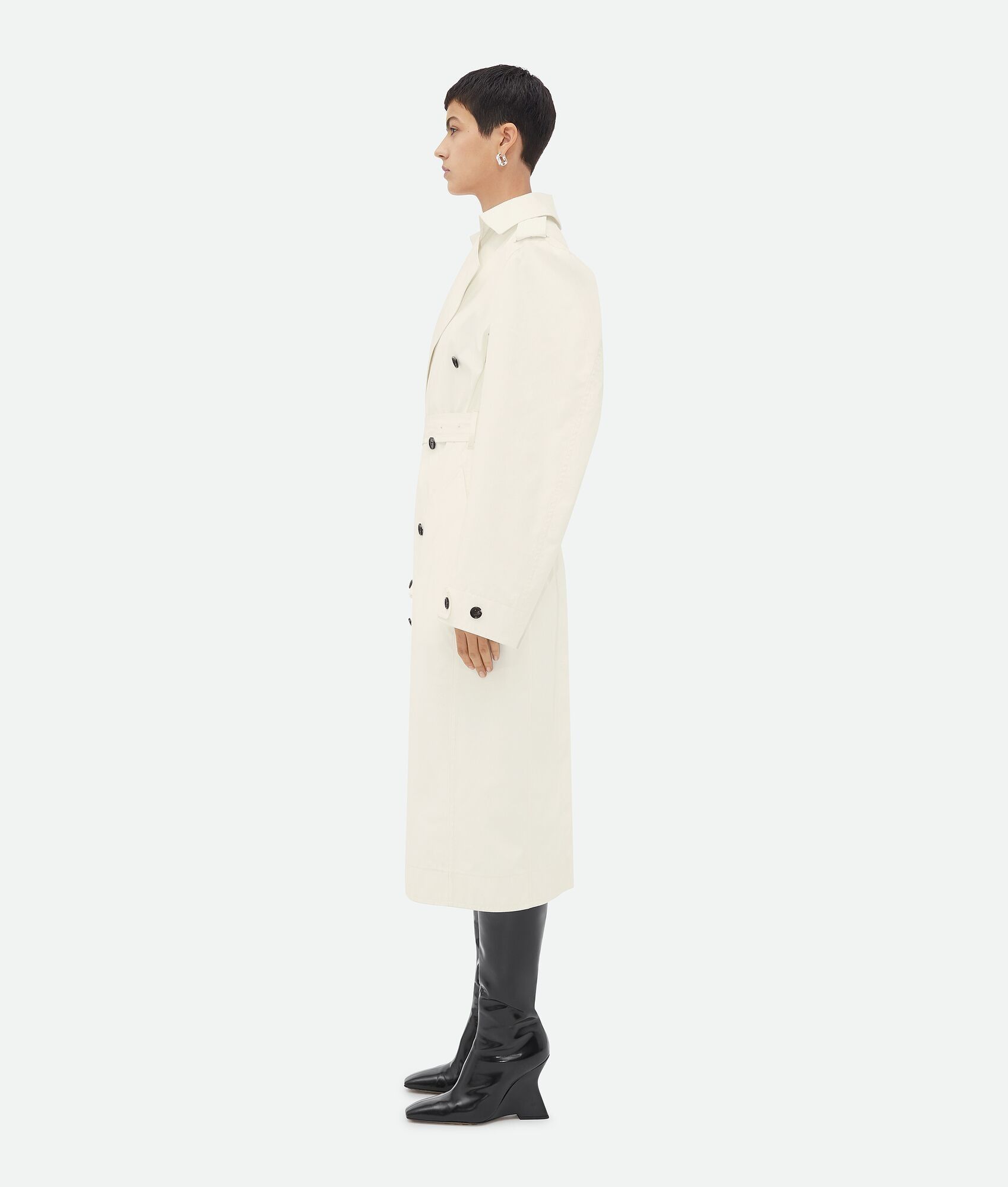 Bottega Veneta o1bcso1str0225 Coated Cotton Coat in Chalk Size S / US 4 / IT 40 - 2 Thumbnail