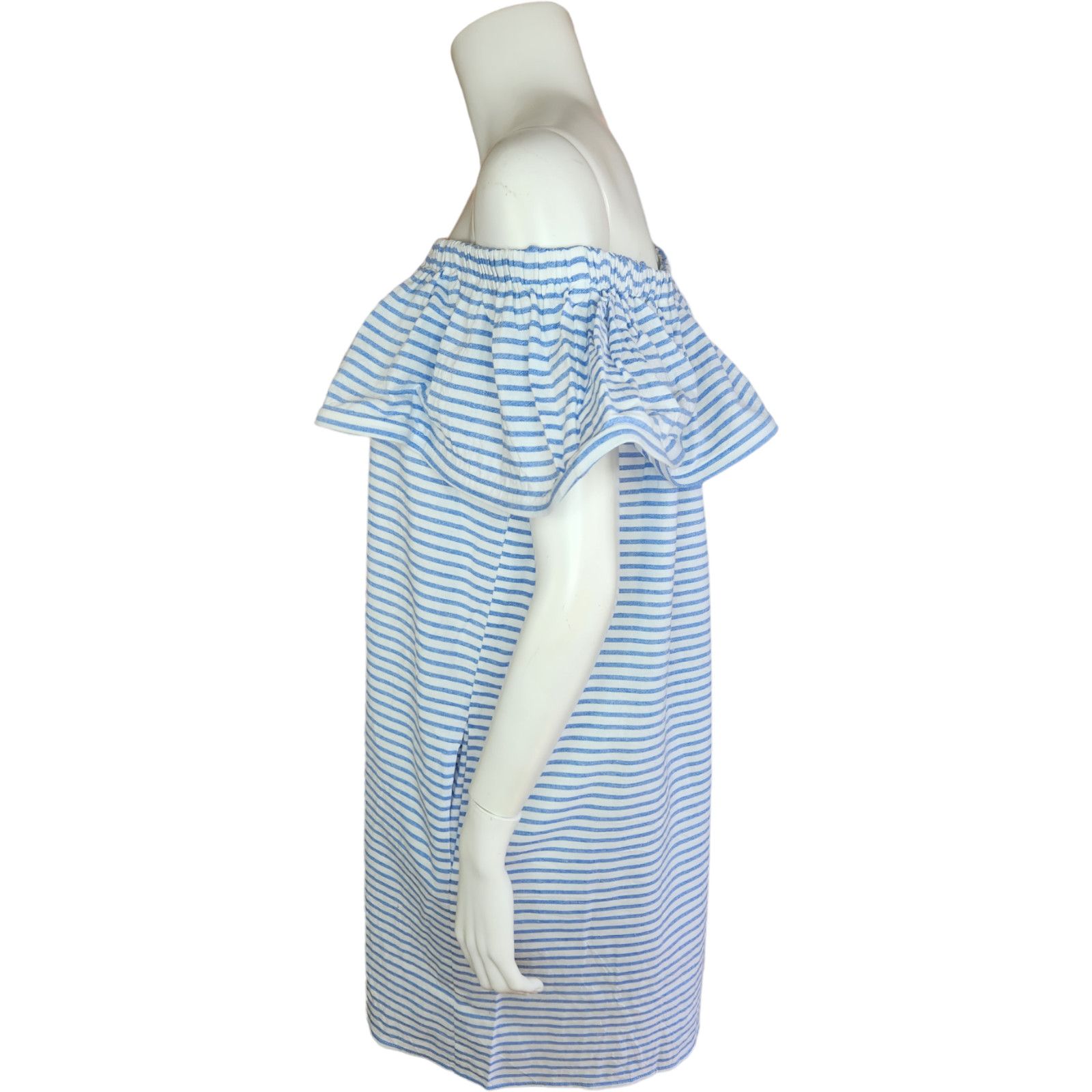 REVOLVE Revolve Line & Dot Dress Womens Large Lea Blue White Stripe Size L / US 10 / IT 46 - 6 Thumbnail