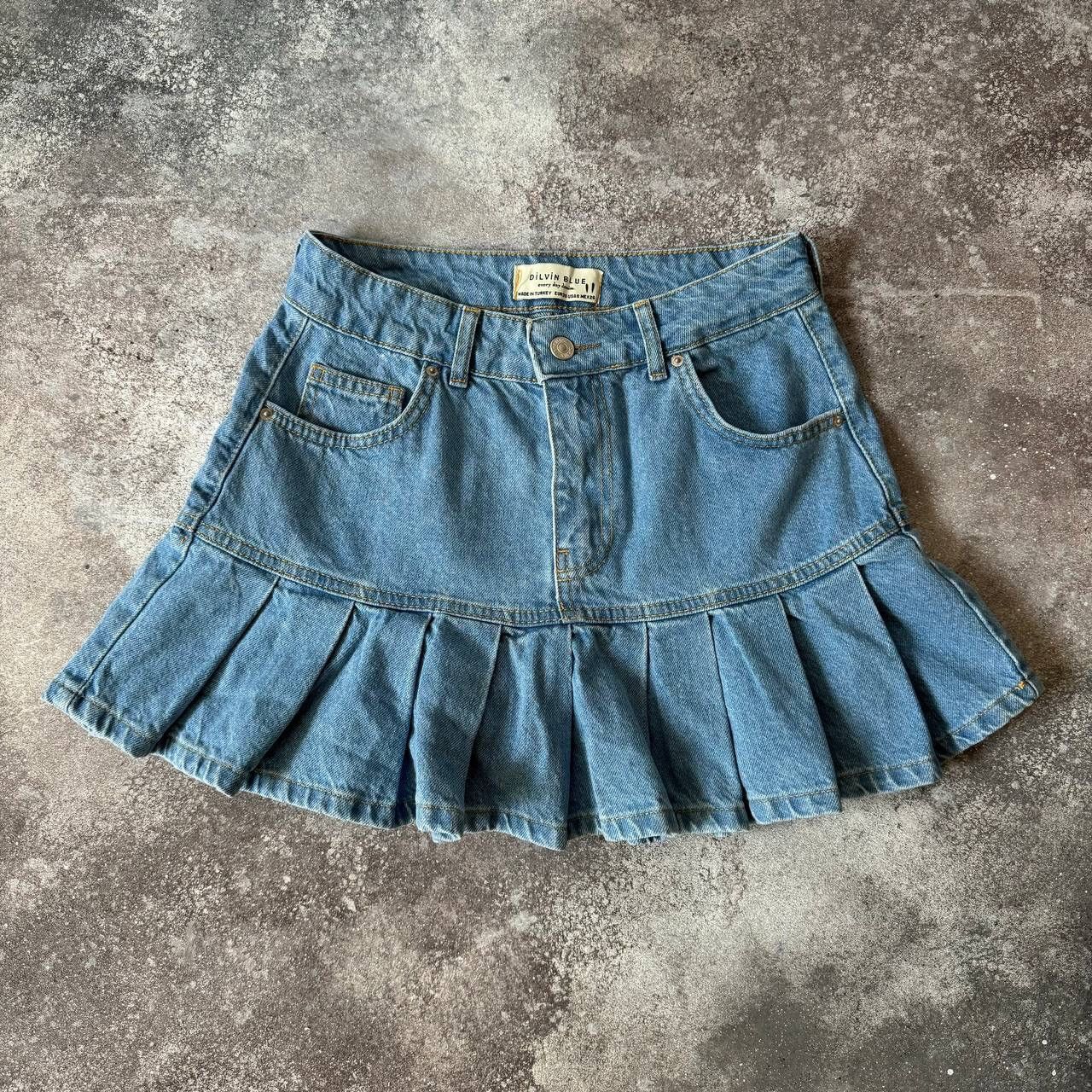 Hysteric Glamour × Vintage Amazing Pleated Blue Denim Mini Skirt (rick owens style) Size 26" / US 2 / IT 38 - 1 Thumbnail