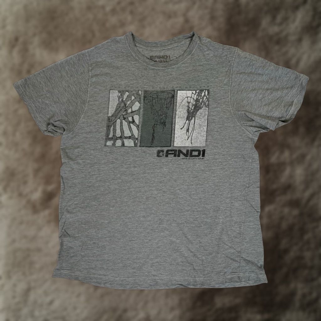 Vintage VINTAGE AND1 T-Shirt XL Gray Short Sleeve Crew Neck 90s Sports USA Mens 1990s Logo Graphic Print Size US XL / EU 56 / 4 - 1 Thumbnail