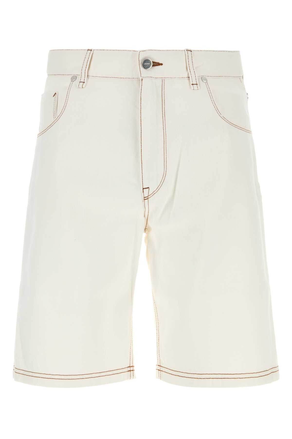 Fendi White Denim Bermuda Shorts Size US 31 - 1 Thumbnail