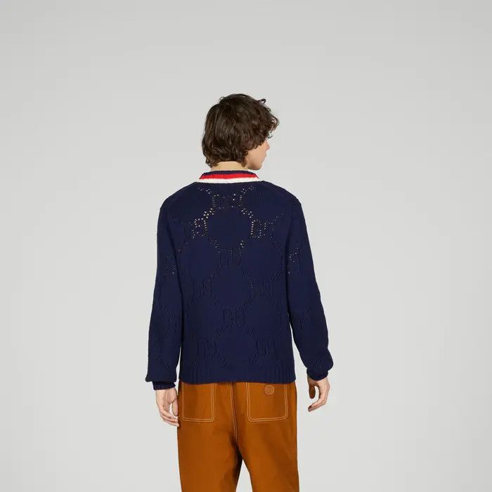 Gucci o1mt1gz0725 Perforated GG Cotton Cardigan in Blue Size US XXL / EU 58 / 5 - 5 Thumbnail