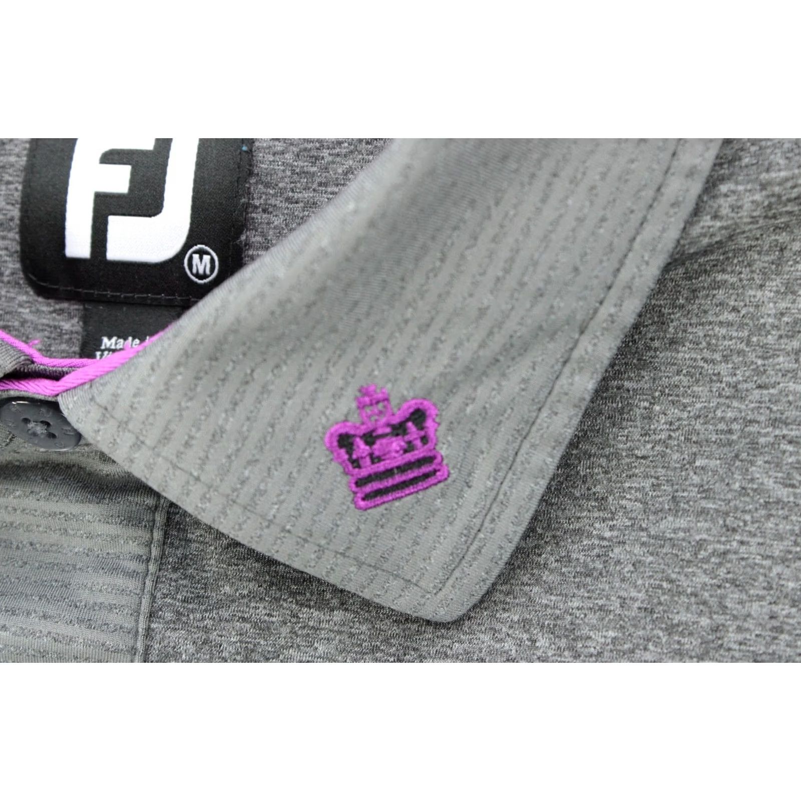 Footjoy FootJoy Performance Polo Shirt Mens M Gray Purple Trim Crown Golf FJ Preppy Polo Size US M / EU 48-50 / 2 - 4 Thumbnail