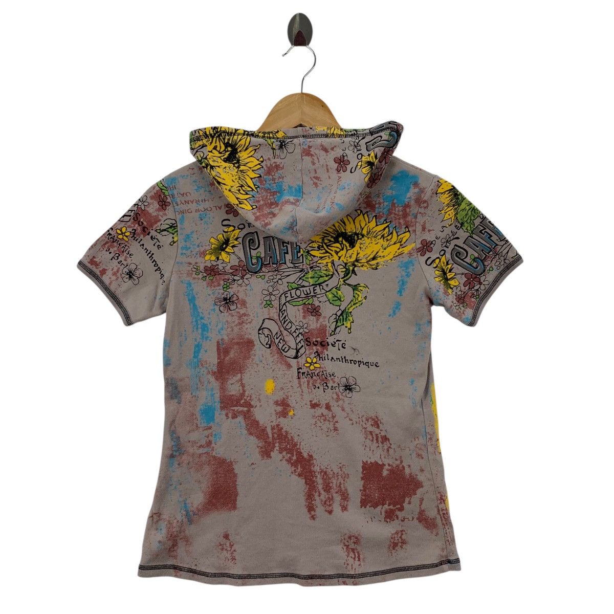Vintage CLIN DELLE Creazioni Pop Art Flowers Hooded Zipper Tshirt Size US S / EU 44-46 / 1 - 4 Thumbnail
