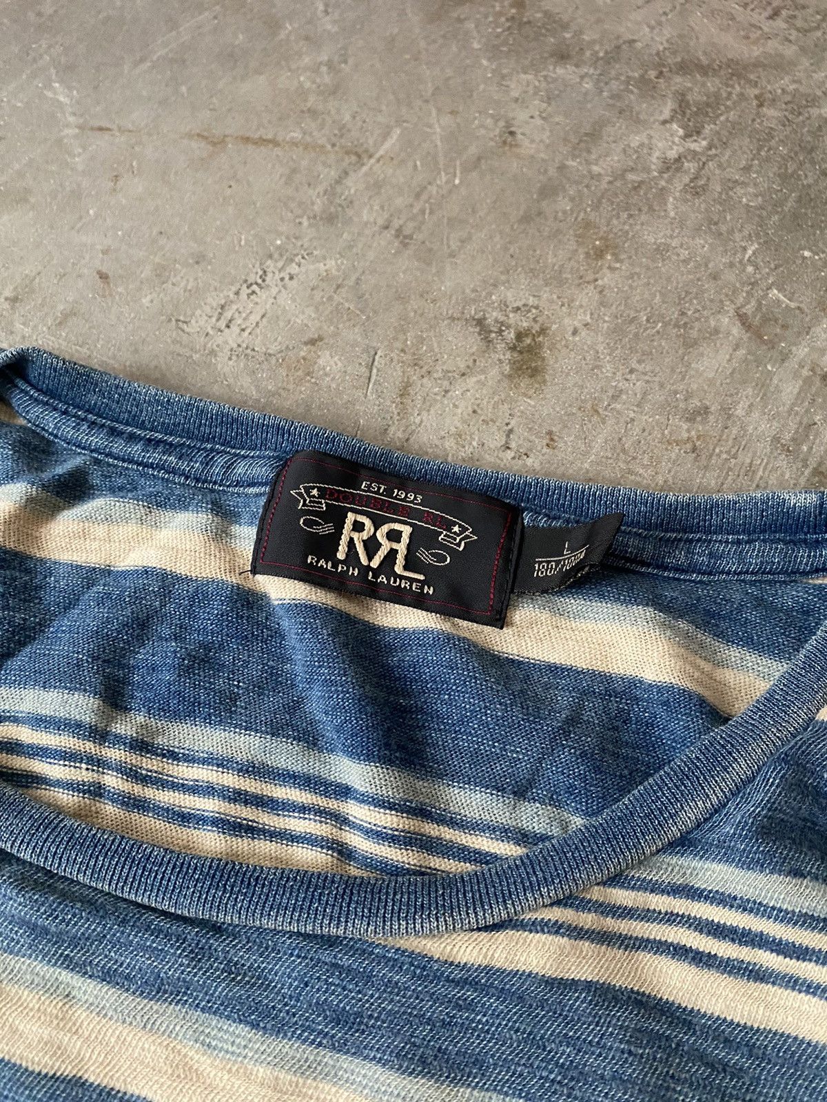 RRL Ralph Lauren RRL Indigo Striped Pocket Tee Kapital Visvim Levis Size US L / EU 52-54 / 3 - 3 Thumbnail