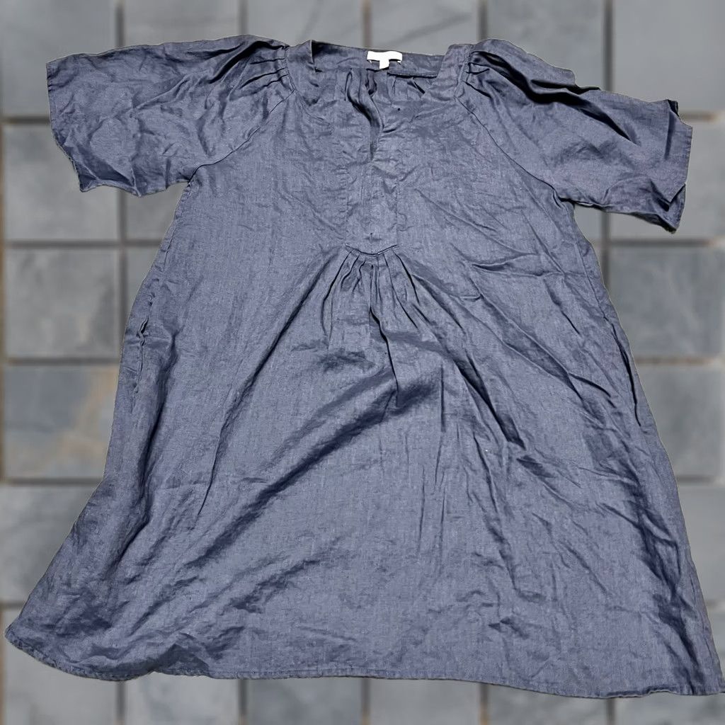 Vintage Miou Muse Dress Womens Large Blue Mini Linen Pockets Size L / US 10 / IT 46 - 1 Thumbnail