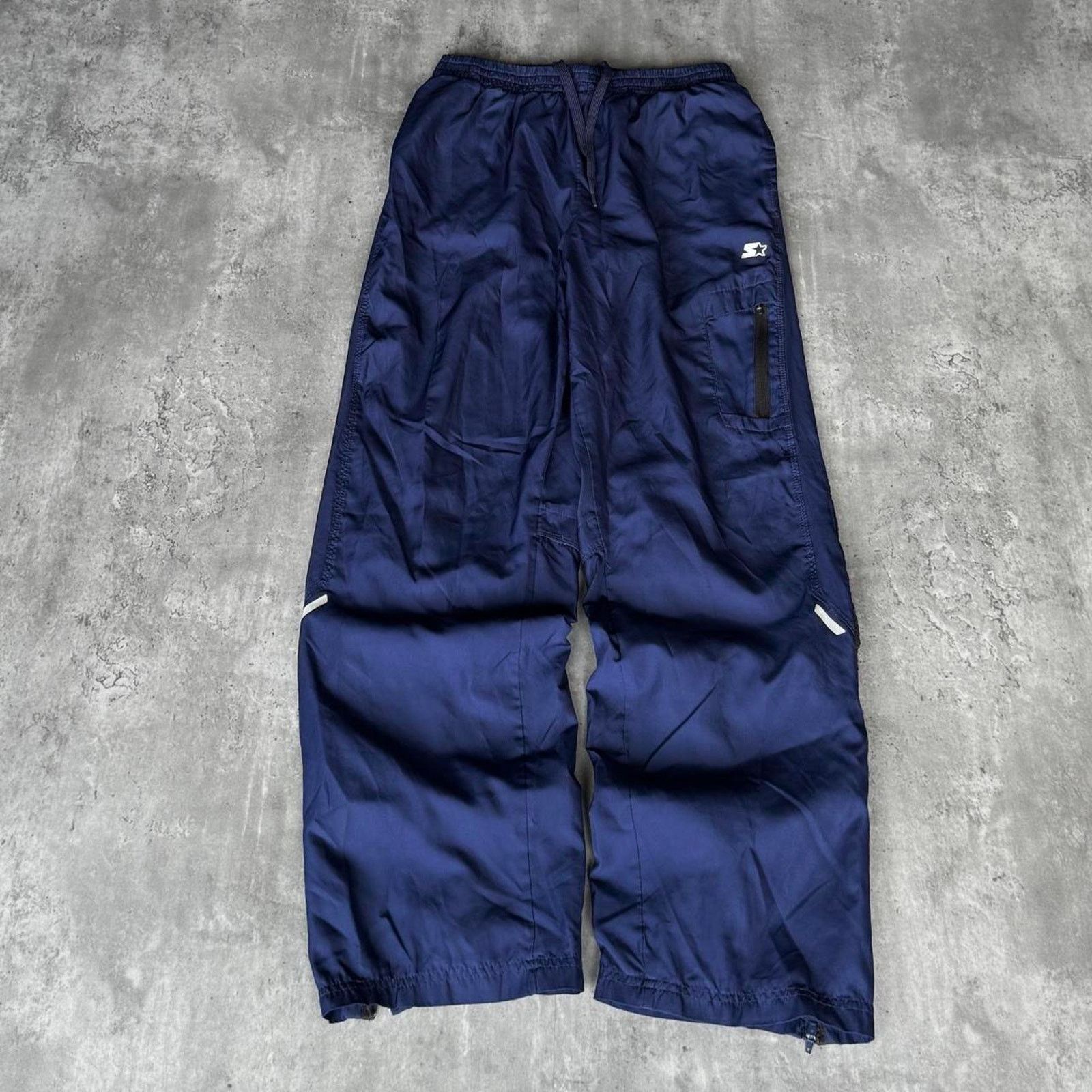 Japanese Brand × Starter × Vintage Starter Navy Blue Technical Baggy Sweatpants / Trackpants Size US 29 - 1 Thumbnail