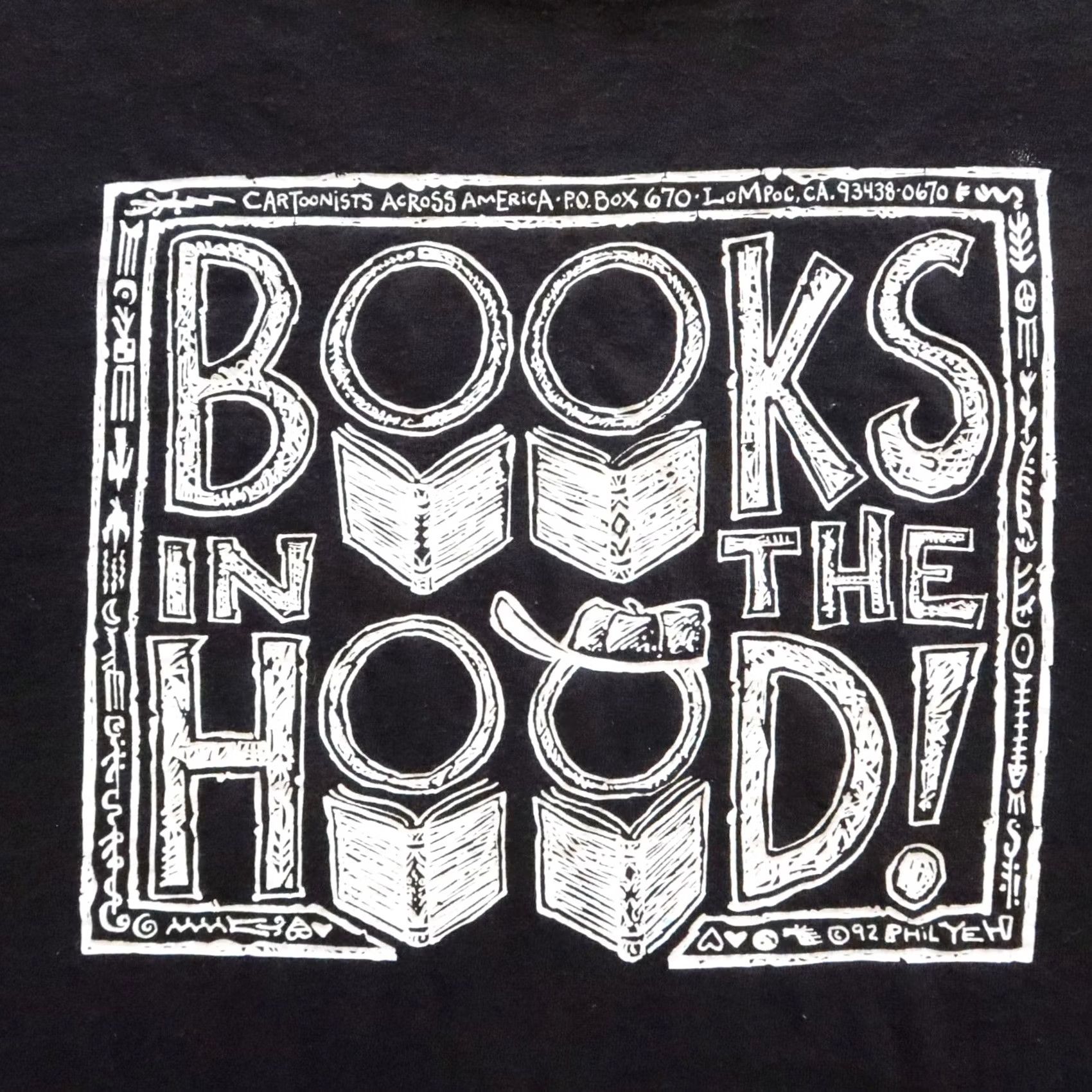 Fruit Of The Loom Vintage 90s Books In The Hood TShirt Black XL Mens T-Shirt Built in USA Single Stitch Fruit of the Loom Size US XL / EU 56 / 4 - 7 Thumbnail